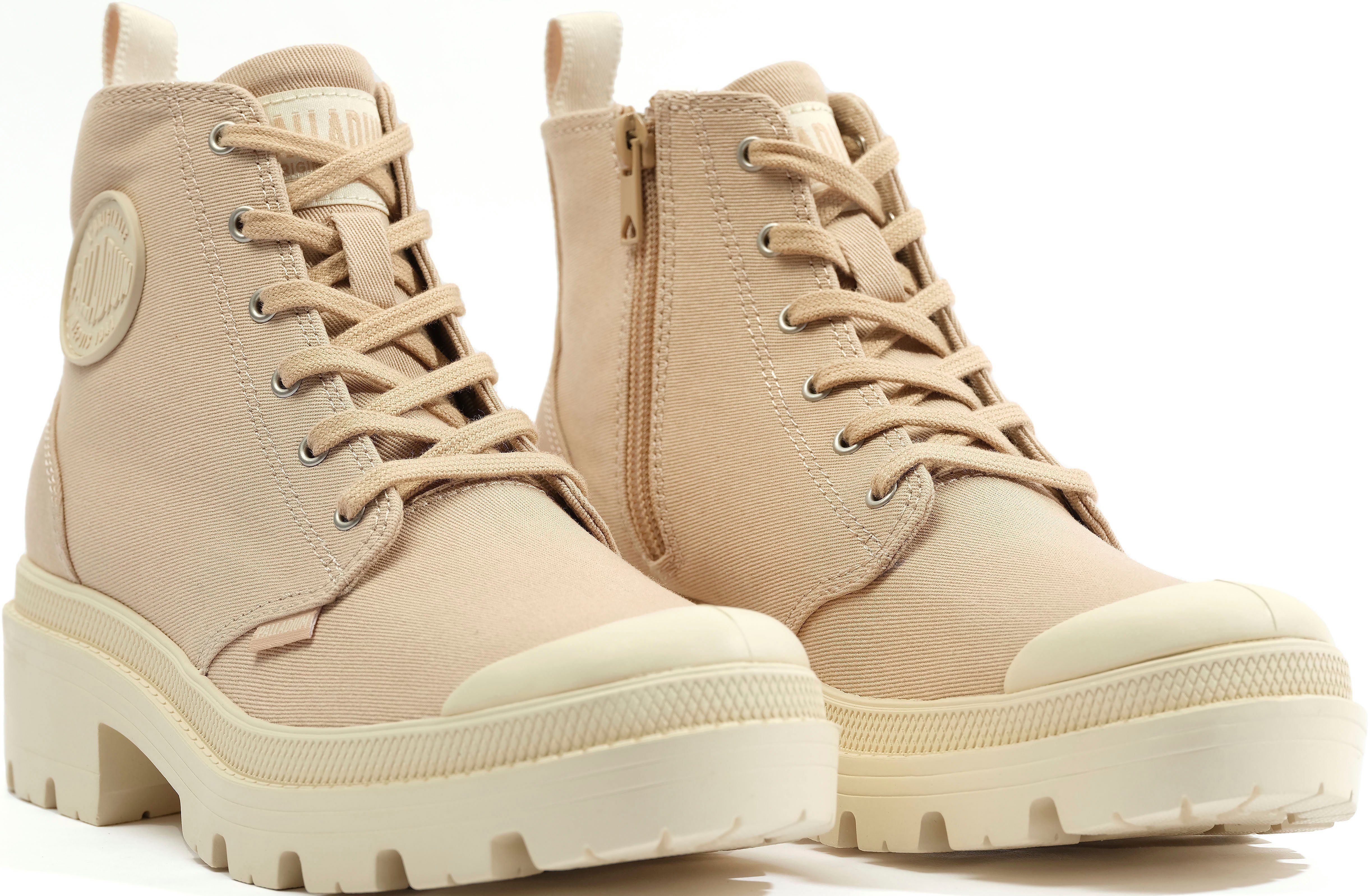 Palladium PALLABASE TWILL Schnürboots aus Textil hellbraun | 