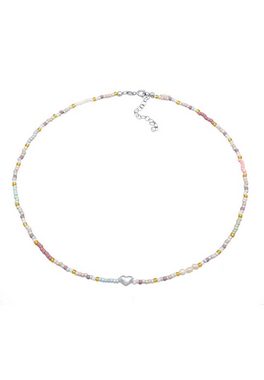 Elli Kette mit Anhänger Choker Herz Glas Beads Sommer Style 925 Silber, Herz