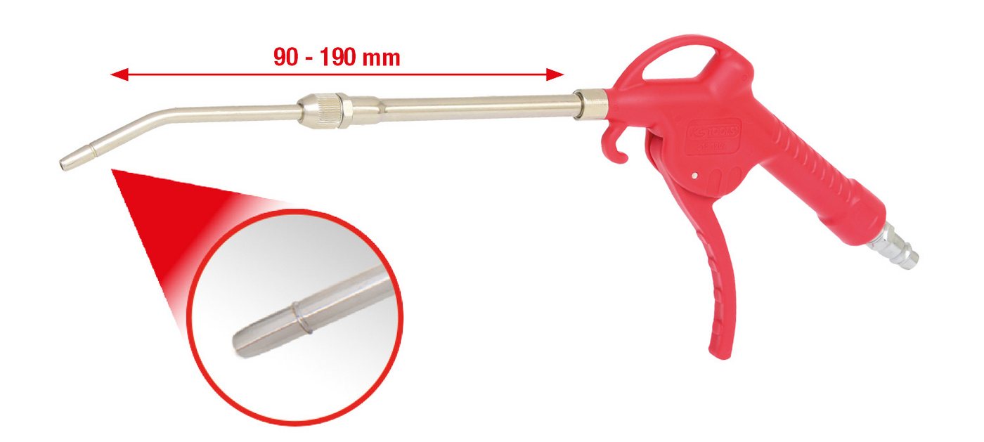 Thumbnail - KS Tools Ausblaspistole Teleskop-Druckluft-Ausblaspistole, 90-190mm (515.1907)