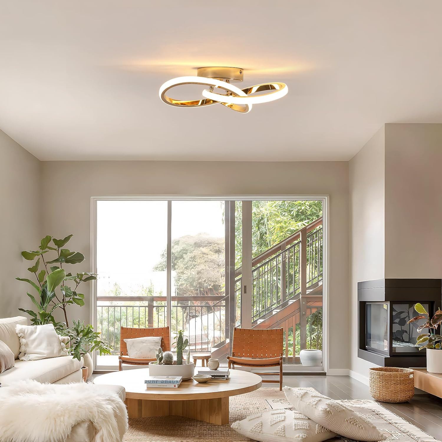 Riserva LED Deckenleuchte Kleeblatt Design LED Deckenleuchte Gold 30W 3000K Modern
