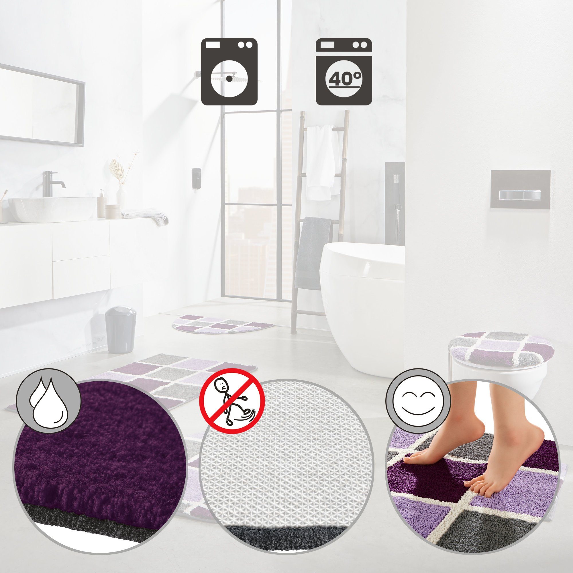 REDBEST Badematte WC-Umrandung "Los Angeles", Höhe günstig online kaufen