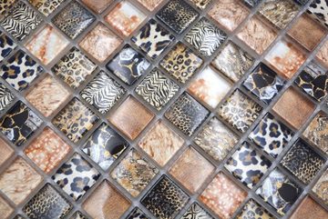 Mosani Mosaikfliesen Glasmosaik Crystal Mosaikfliesen braun glänzend