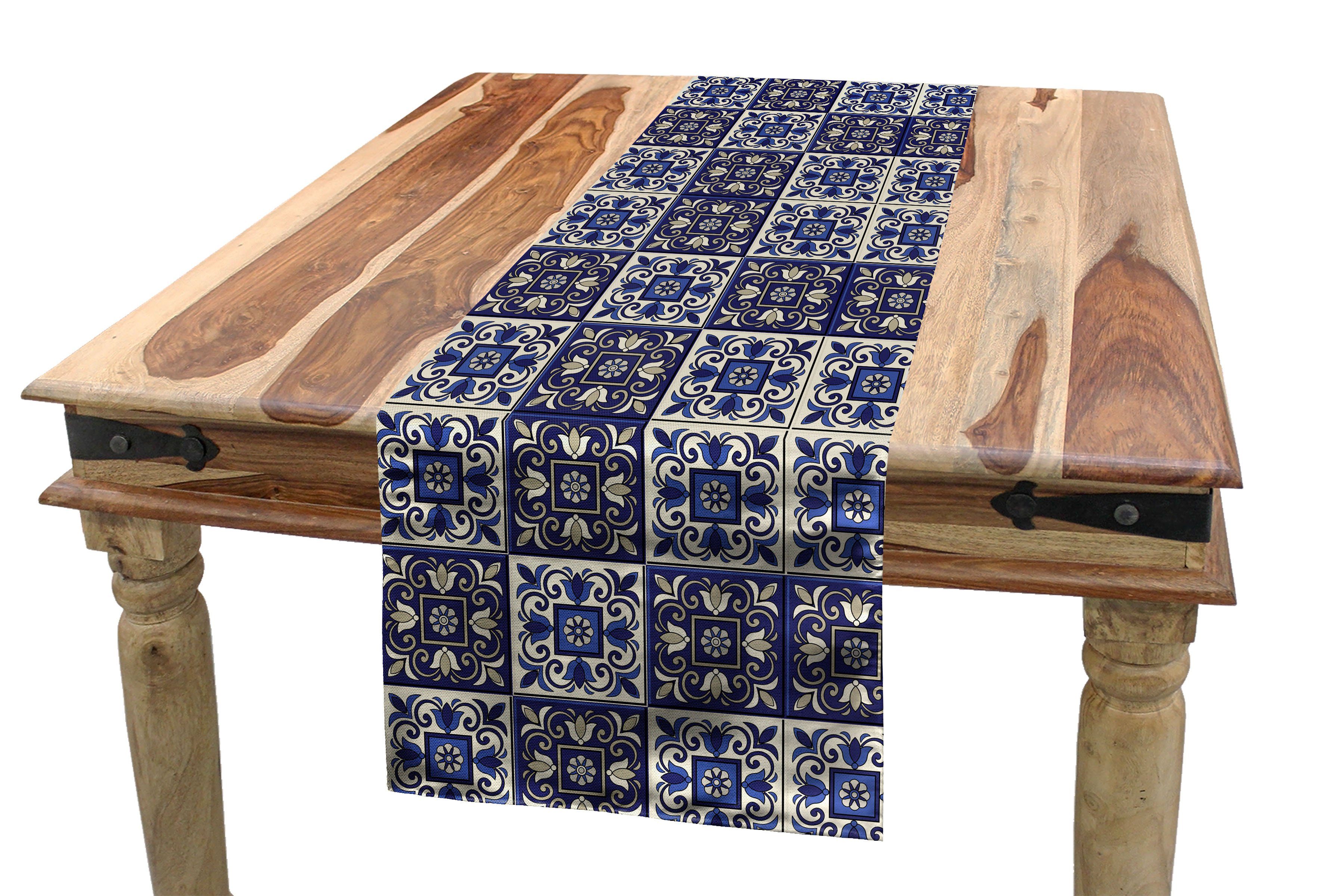 Esszimmer Azulejos Abakuhaus marokkanisch Tischläufer, Küche Dekorativer Squares Tischläufer Rechteckiger
