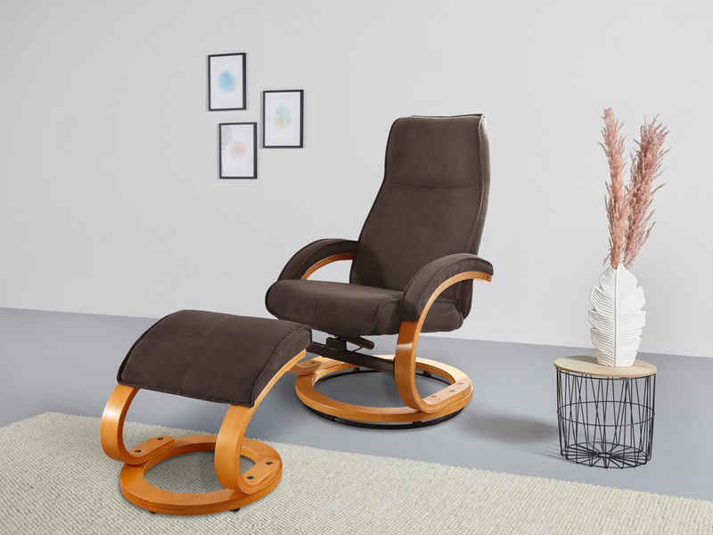 Home affaire Relaxsessel Paris TV-Sessel, Liegesessel, manuell verstellbar, (Set, 2-St., bestehend aus Sessel und Hocker), Microfase, NaturLEDER, Webstoff, Sitzhöhe 46 cm