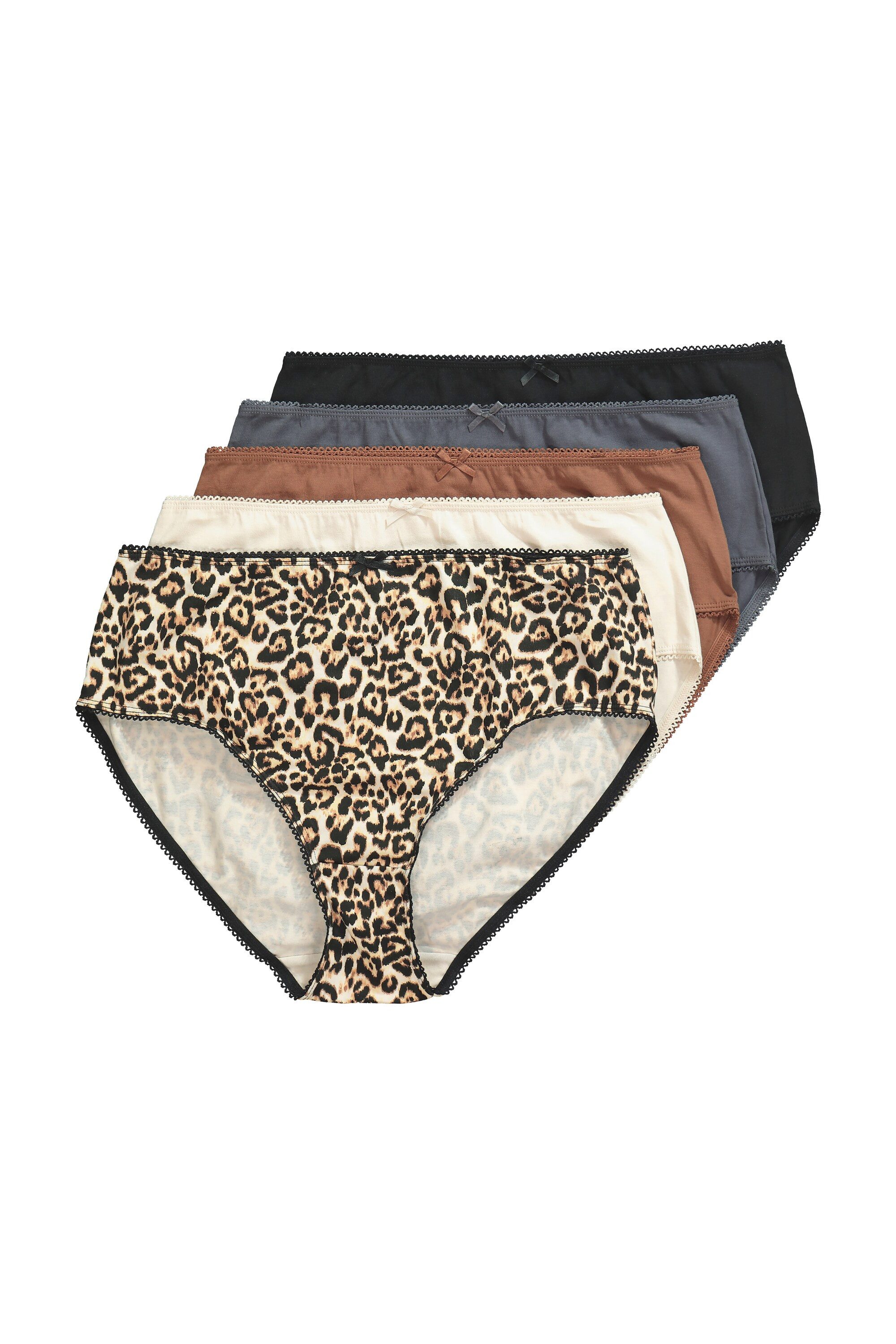 Ulla Popken Slip Midislips 5er-Pack Leomuster/einfarbig