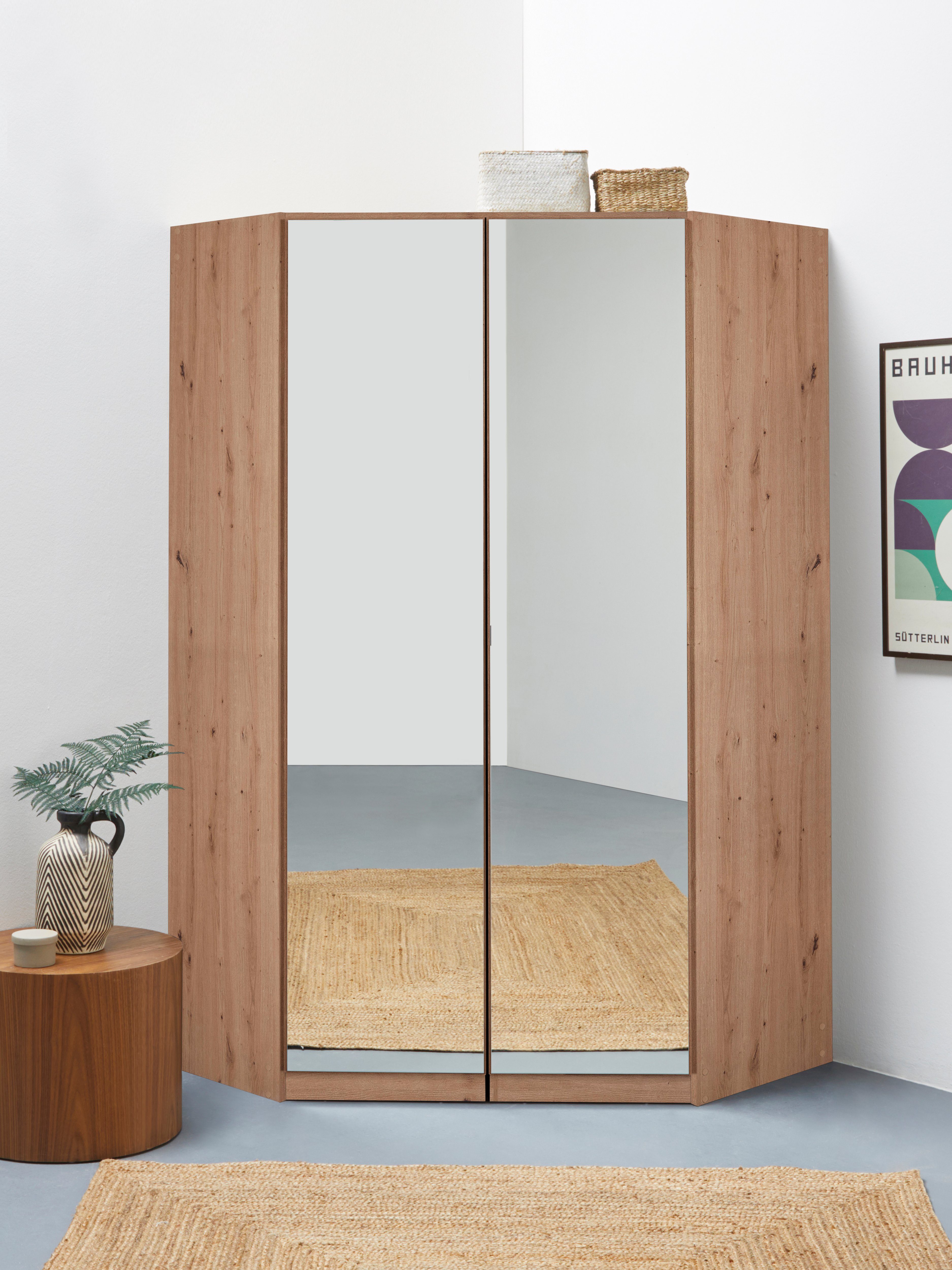 rauch Eckschrank Kleiderschrank Schrank Garderobe Wäscheschrank VANDOR voll ausgestattet, viel Stauraum, Spiegel vollflächig MADE IN GERMANY