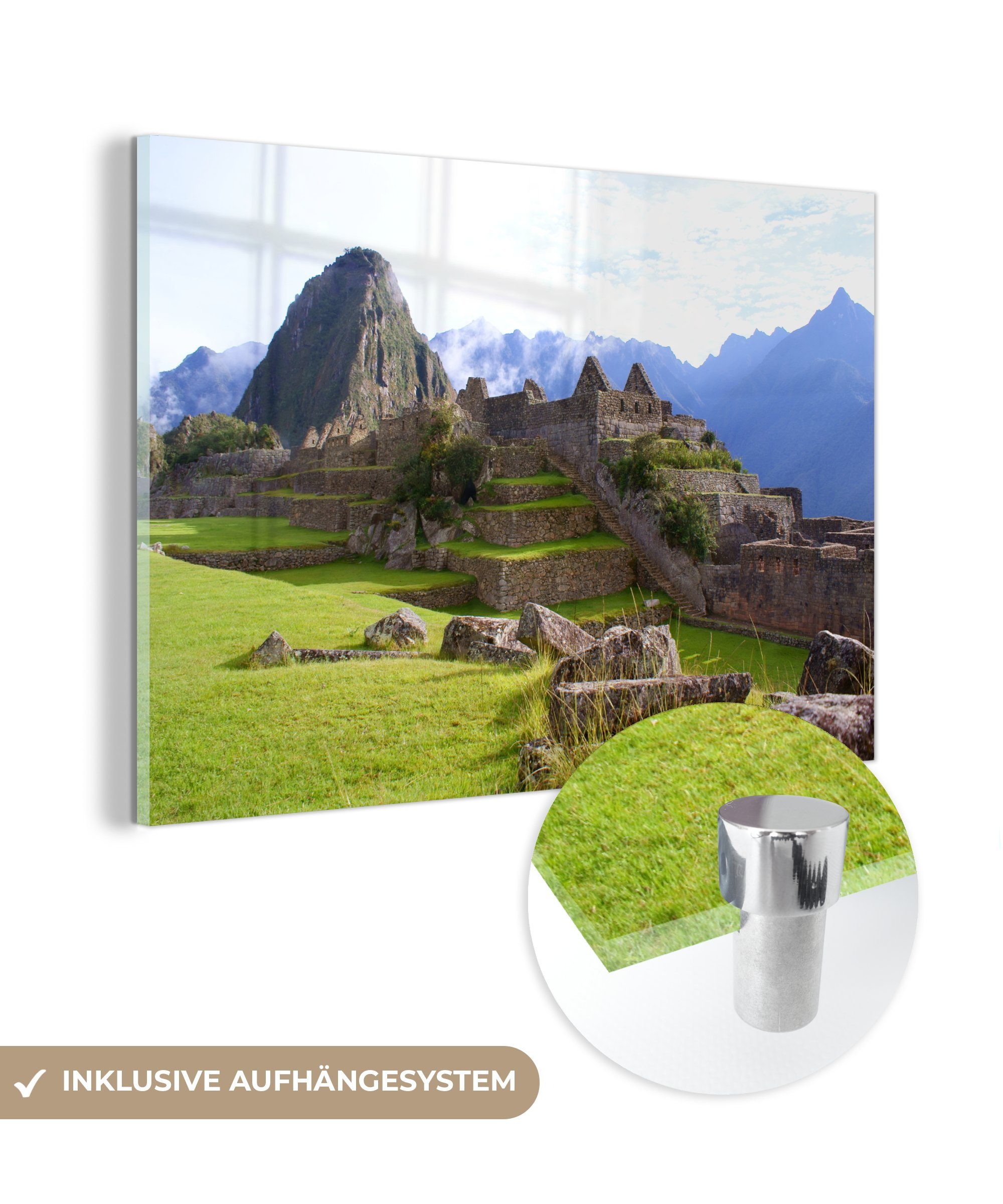 MuchoWow Acrylglasbild Die präkolumbianische Stadt Machu Picchu in Peru, (1 St), Acrylglasbilder Wohnzimmer & Schlafzimmer