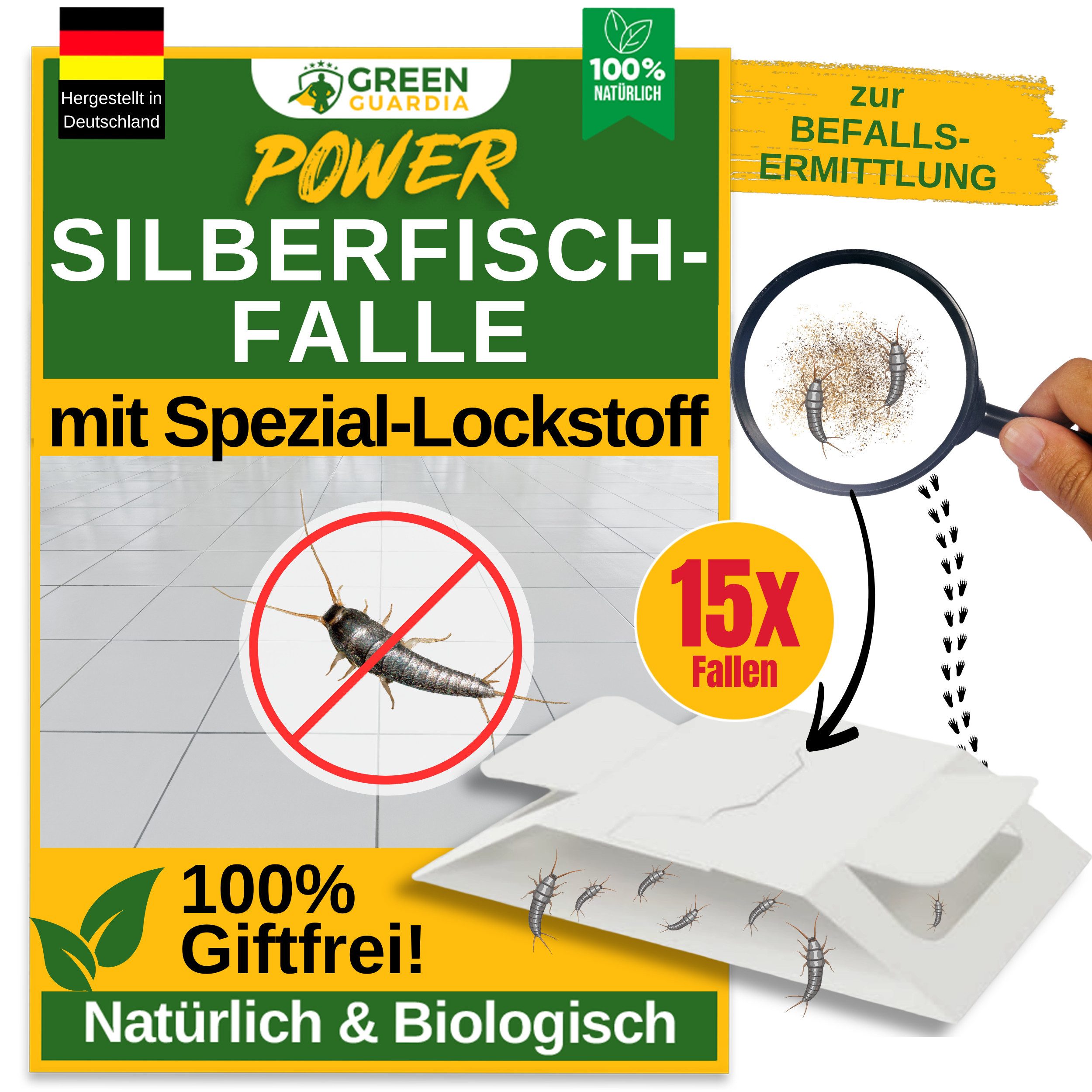 Insektenvernichter Silberfischfalle mit Spezial-Lockstoff - insektizidfrei