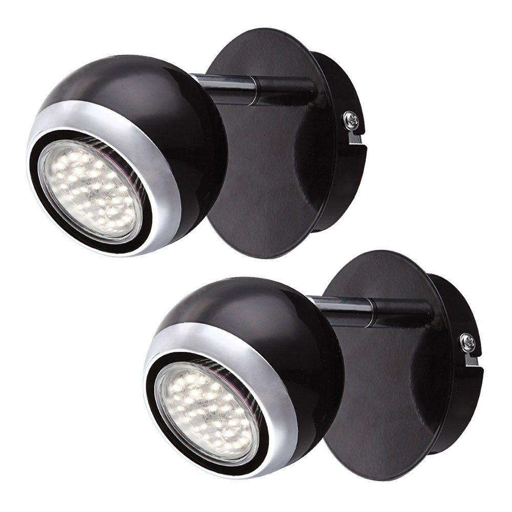 chrom Wandleuchte, Wandleuchte 2x Spotlampe inklusive, Globo LED LED Warmweiß, Wandstrahler schwarz Leuchtmittel schwenkbar