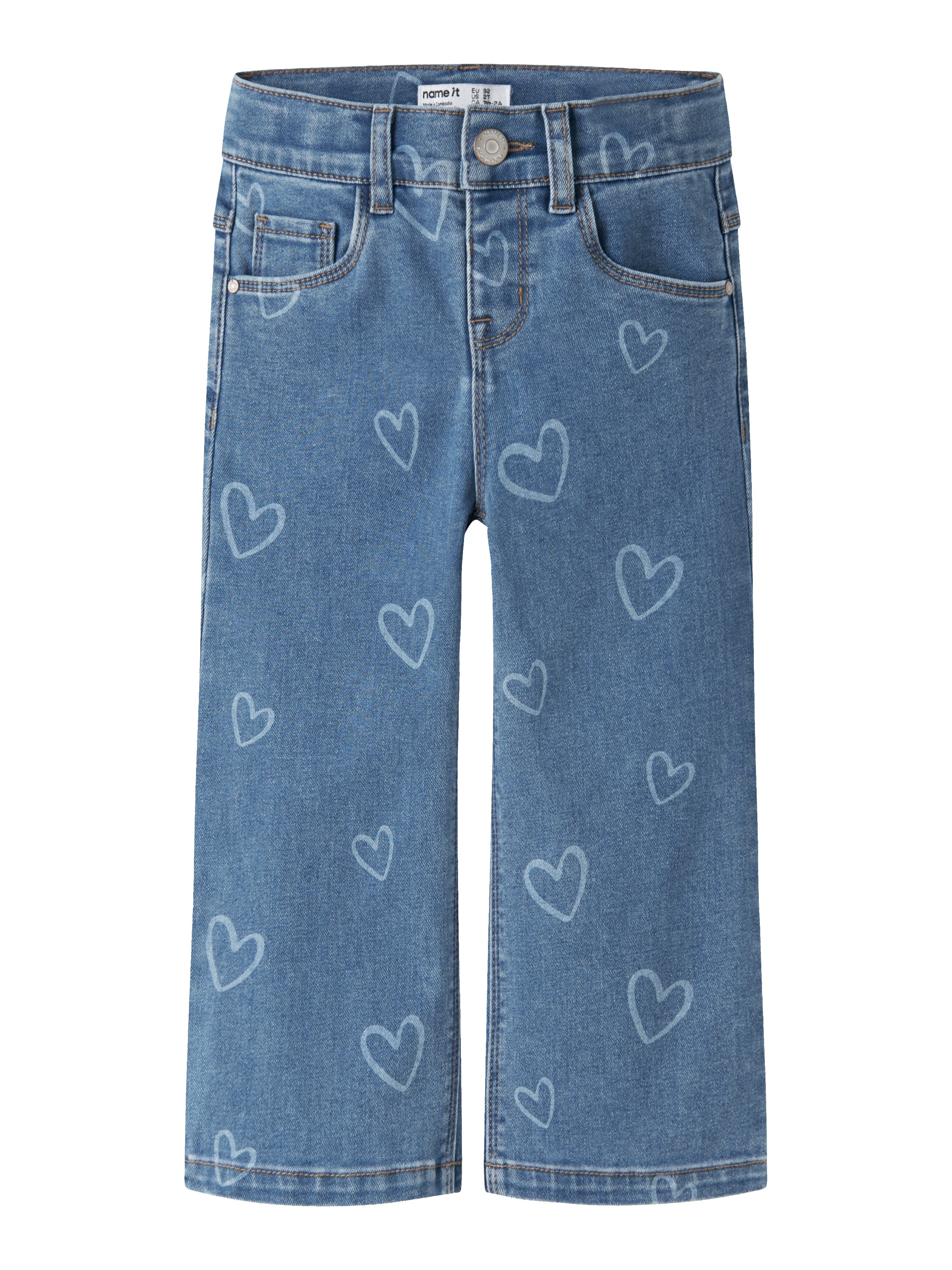 Name It Weite Jeans NMFROSE WIDE AOP JEANS 4044-ON NOOS Baumwollmischung, regular fit, Allover Herzchen Druck – Bild 4 von 5