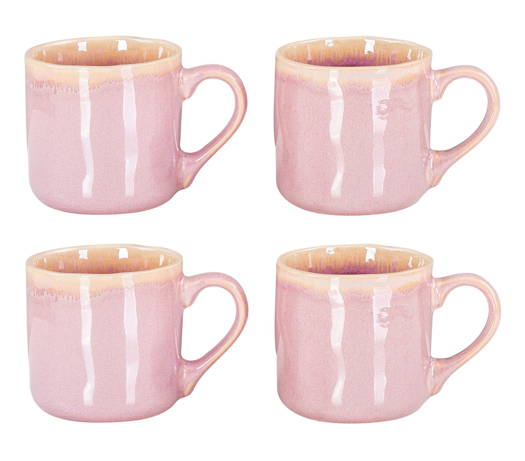 Levandeo® Becher, 4er Set Steingut Becher 350ml Tasse Rosa Kaffeepott Tasse Modern
