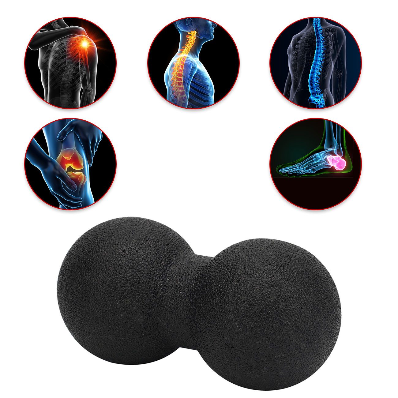 Casativo Faszienrolle Faszien-Duoball (12cm) Punktuelle Massage für Nacken & Rücken schwarz, Faszien-Duoball 12x24cm Ideal für Nacken & Rücken löst Verspannungen