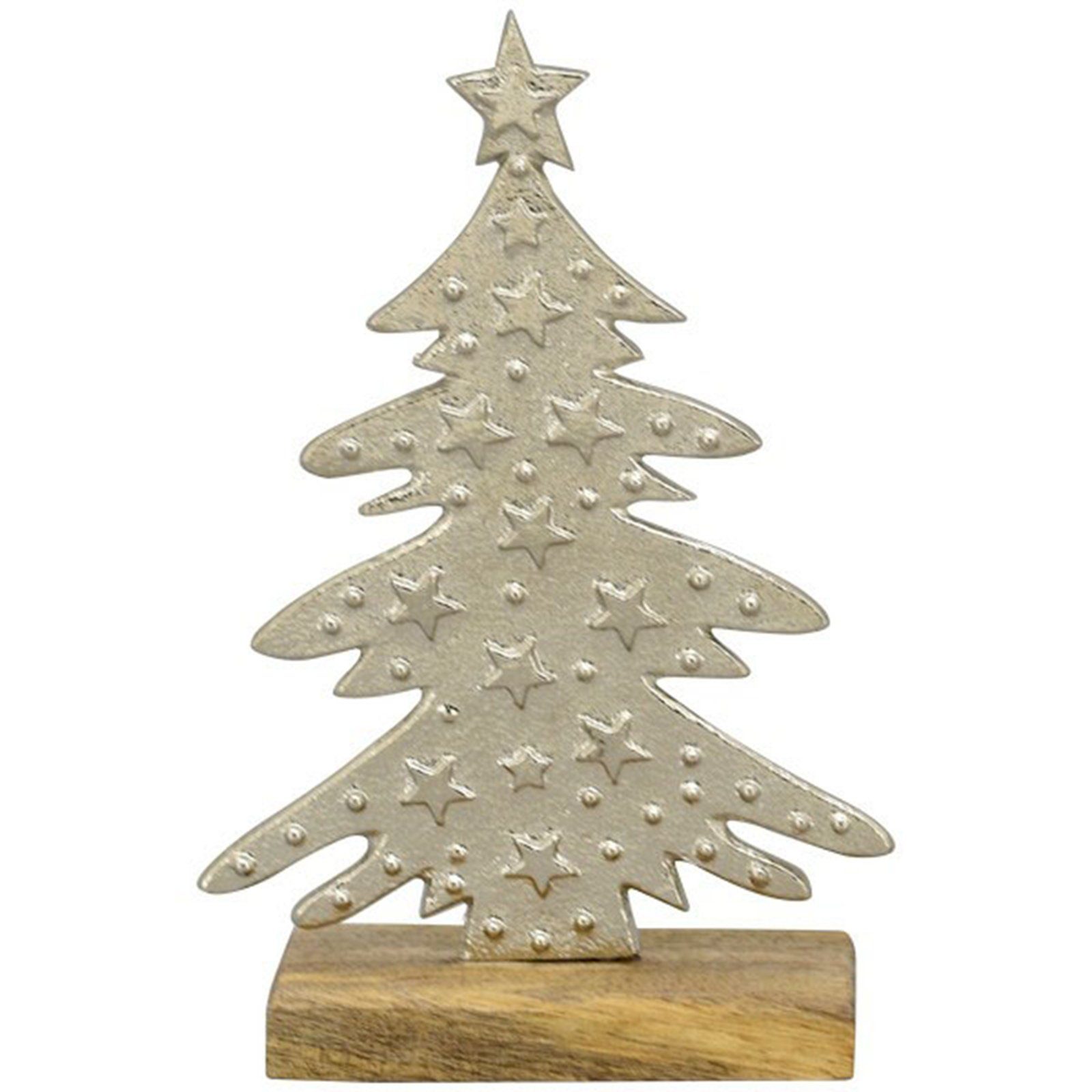 Weihnachtsfigur Baum Puri - Holz/Aluminium - 13,5x5x21 cm