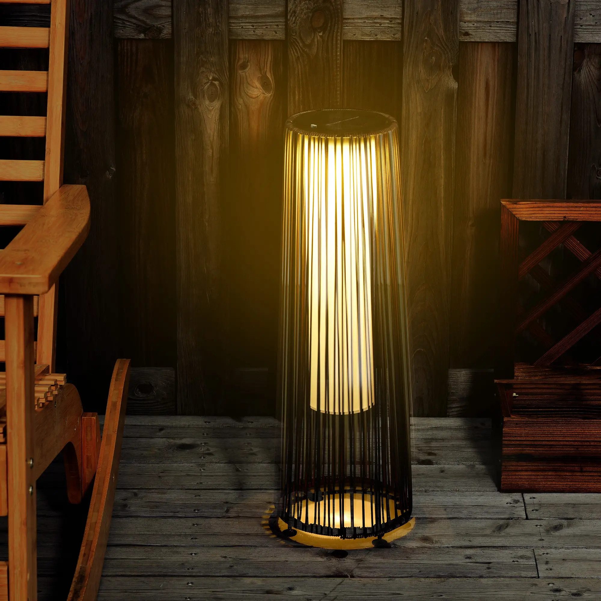 BlingBin LED Gartenleuchte Solarlampe Rattan mit günstig online kaufen