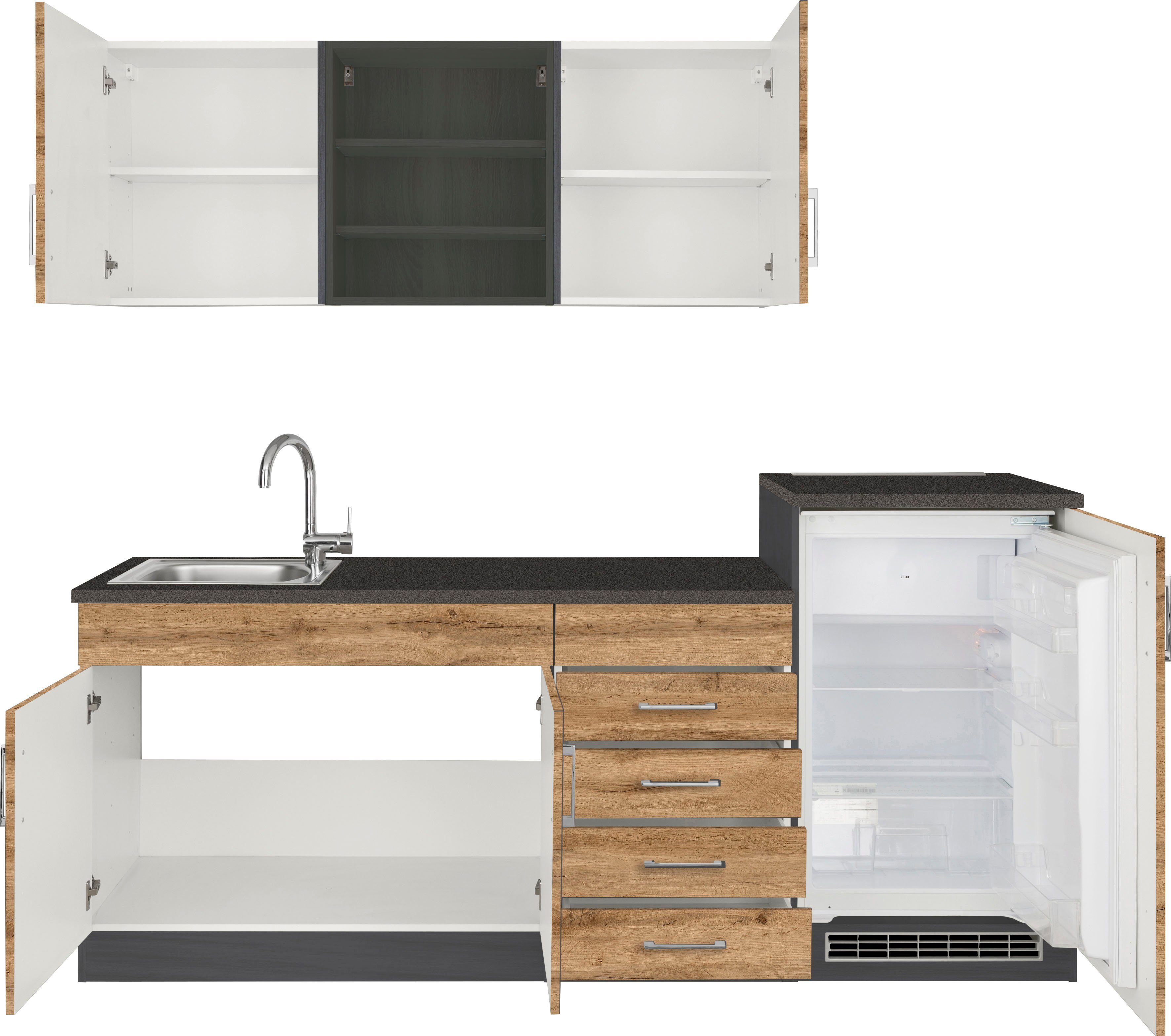 KOCHSTATION Küche KS-Mali, Breite 210 cm, mit E-Geräten