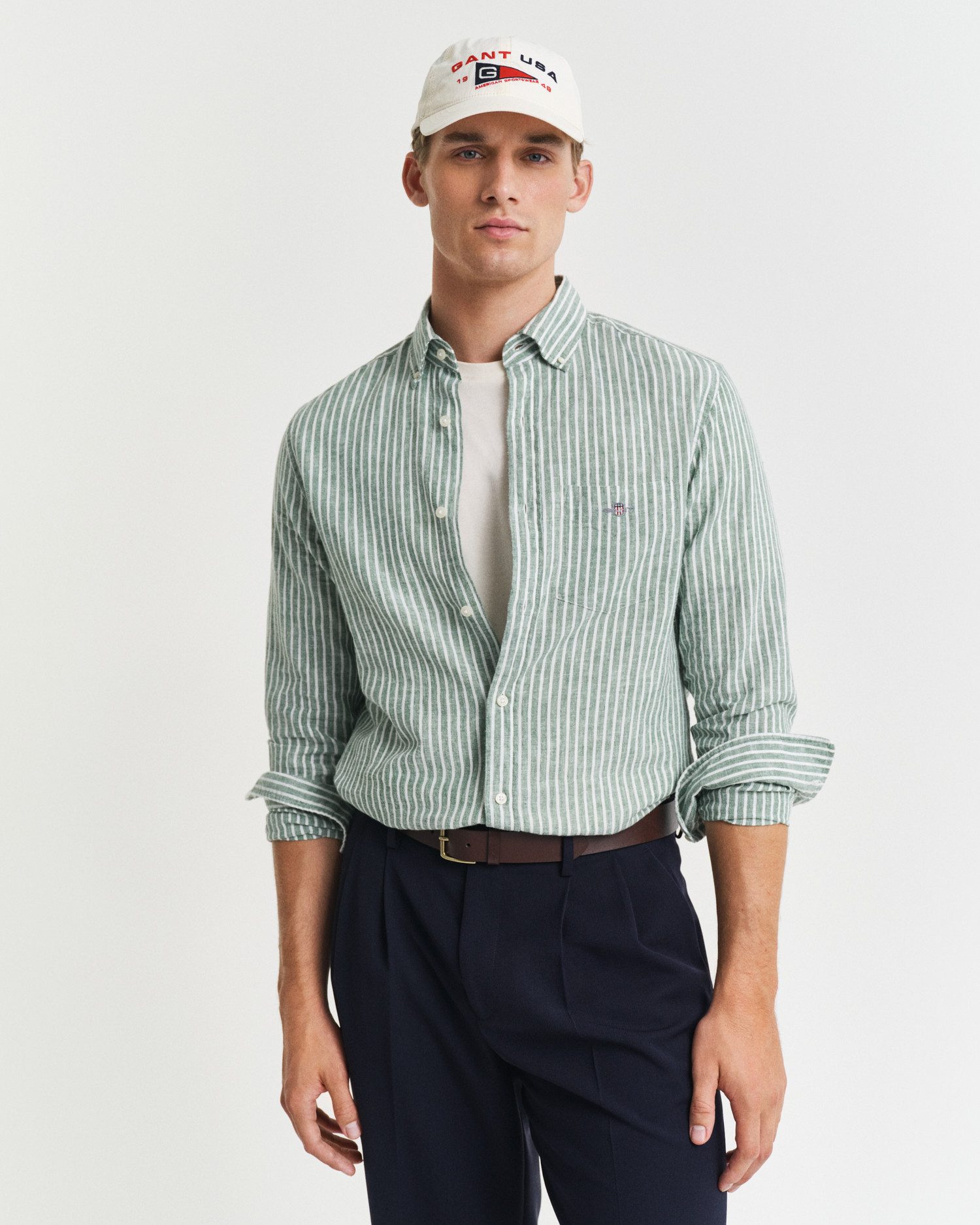 Langarmhemd REG COTTON LINEN STRIPE SHIRT