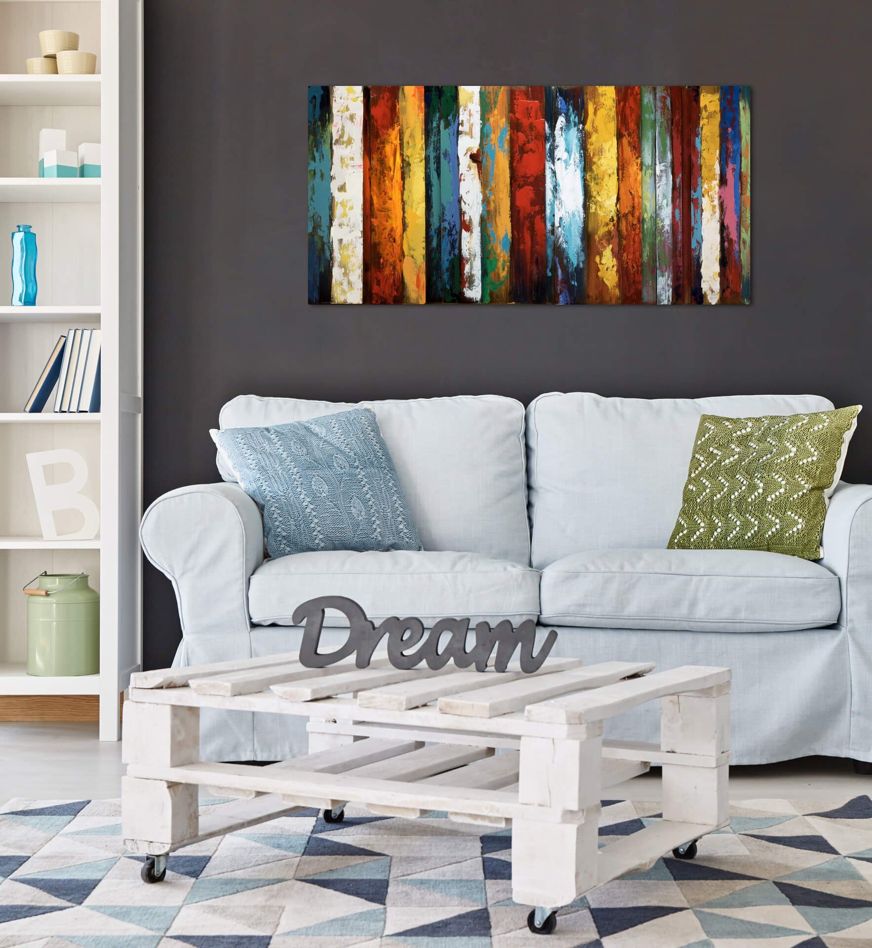 KUNSTLOFT Metallbild Dritte Dimension 120x60 cm, handgefertiges Wandrelief 3D