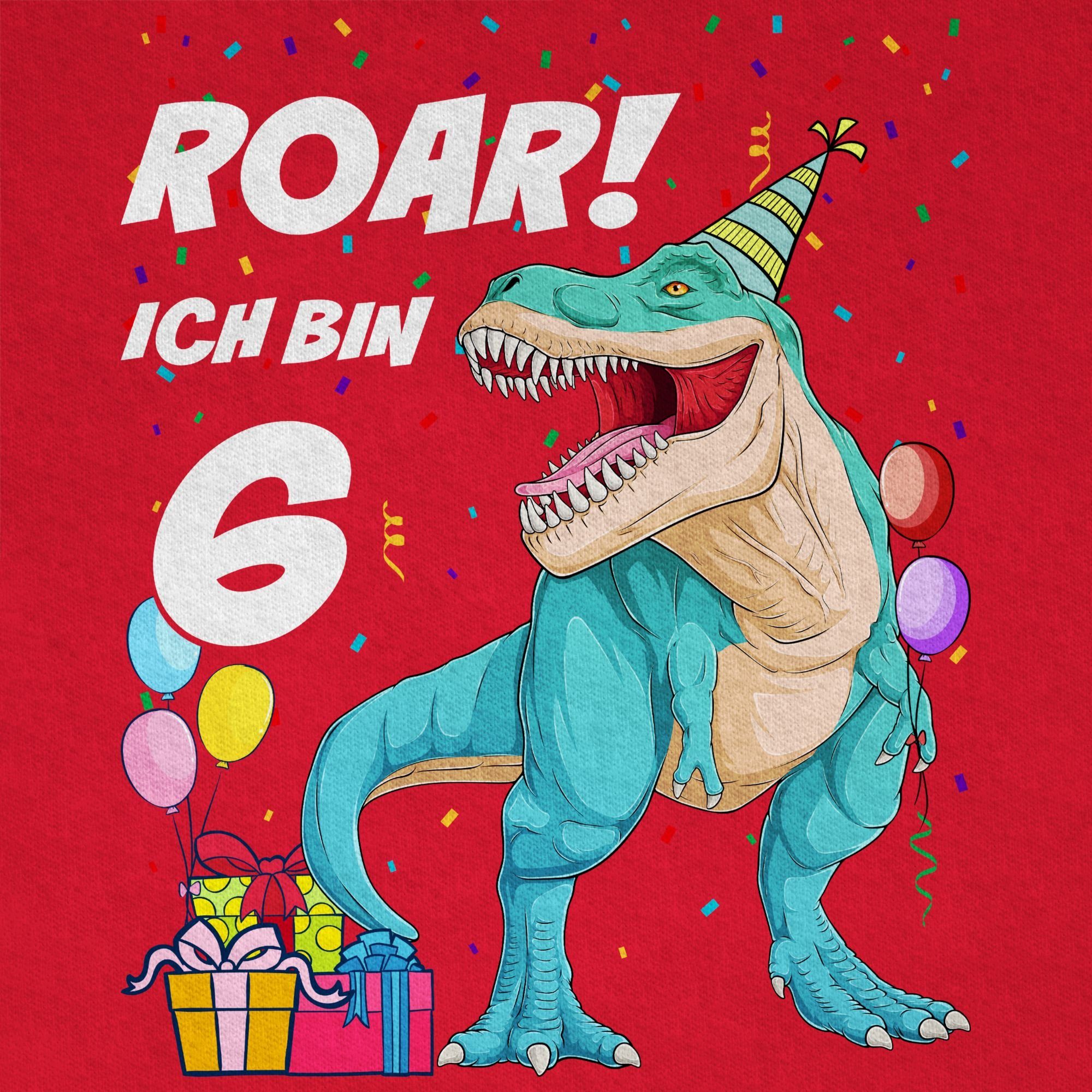 Ich Geburtstag - T-Rex Shirtracer T-Shirt Rot bin 6. 6 03 Dinosaurier Jahre Dino