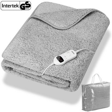 monzana Heizdecke, Wärmeunterbett 180x130 cm grau 120W 10 Stufen Teddy Fleece