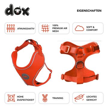 DDOXX Hunde-Geschirr Verstellbares, reflektierendes Hundegeschirr, ausbruchsicher, Orange Hals: 20-28 Cm Brust: 32-44 Cm