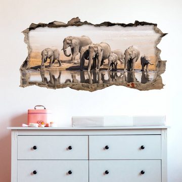 nikima Wandtattoo 098 Elefanten - Loch in der Wand (PVC-Folie), in 6 vers. Größen
