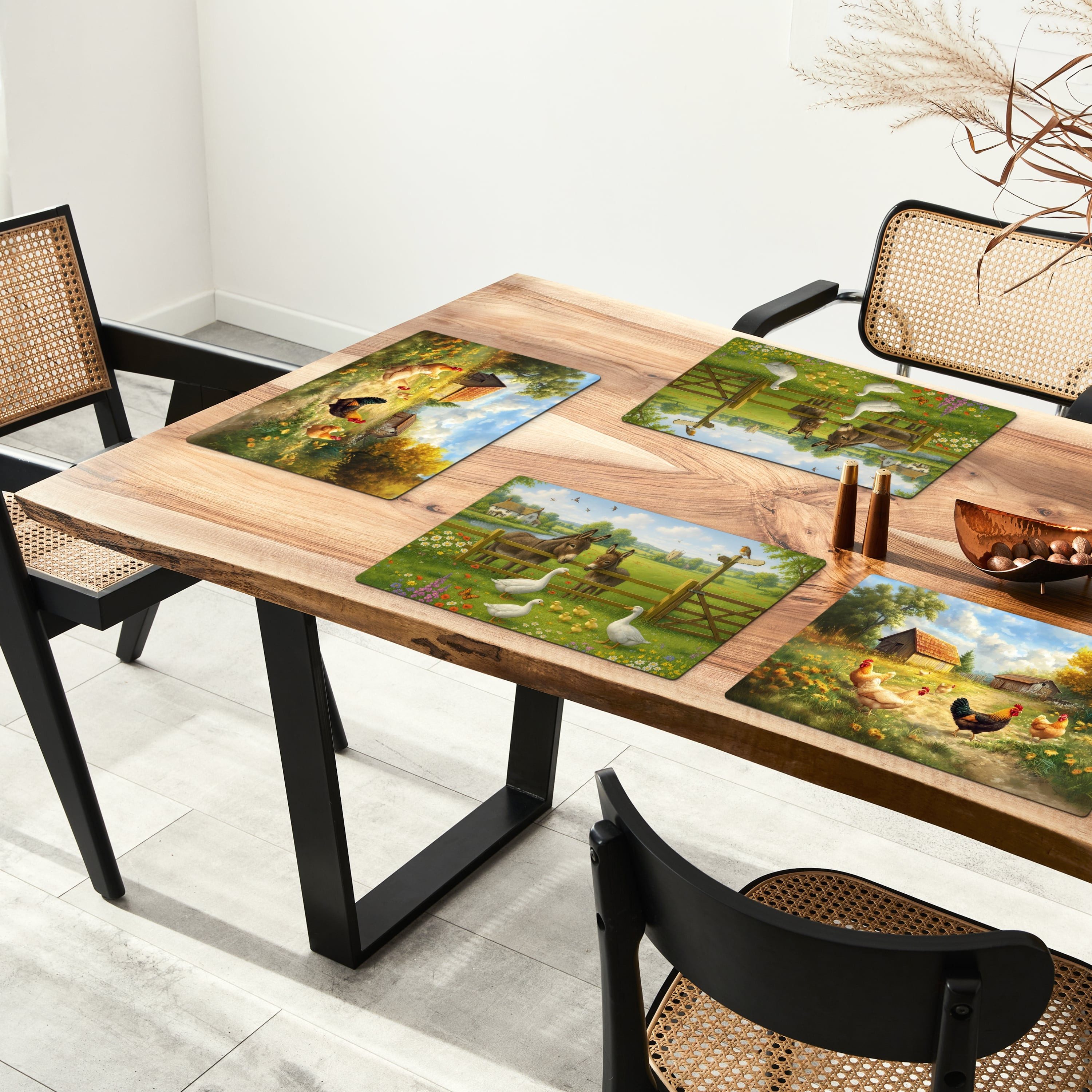 MuchoWow Platzset Nature's Charm - Ländlich - Tiere, (6-St), Platzsets, Tischset, Abwaschbar, Tischsets, Platzdeckchen – Bild 3 von 5