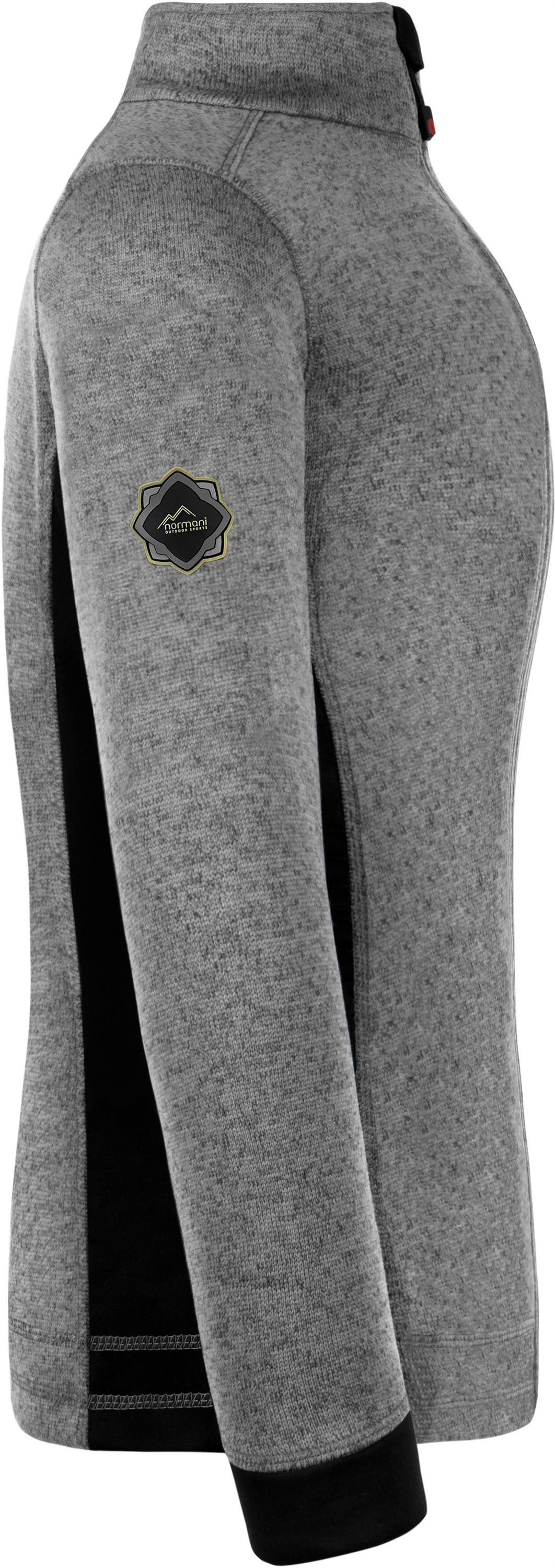 normani Fleecejacke Damen Strickjacke Pukaskwa Strickfleecejacke Fleecejacke mit Stehkragen und Seitentaschen