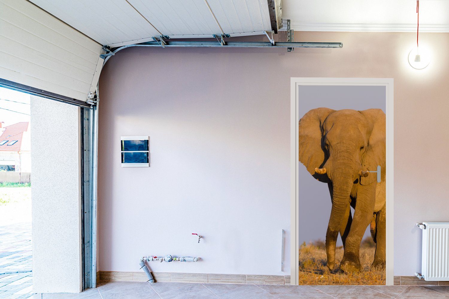 MuchoWow Türtapete Elefant bedruckt, (1 Matt, 75x205 Tür, cm Sand, Afrikanischer St), im Türaufkleber, Fototapete für