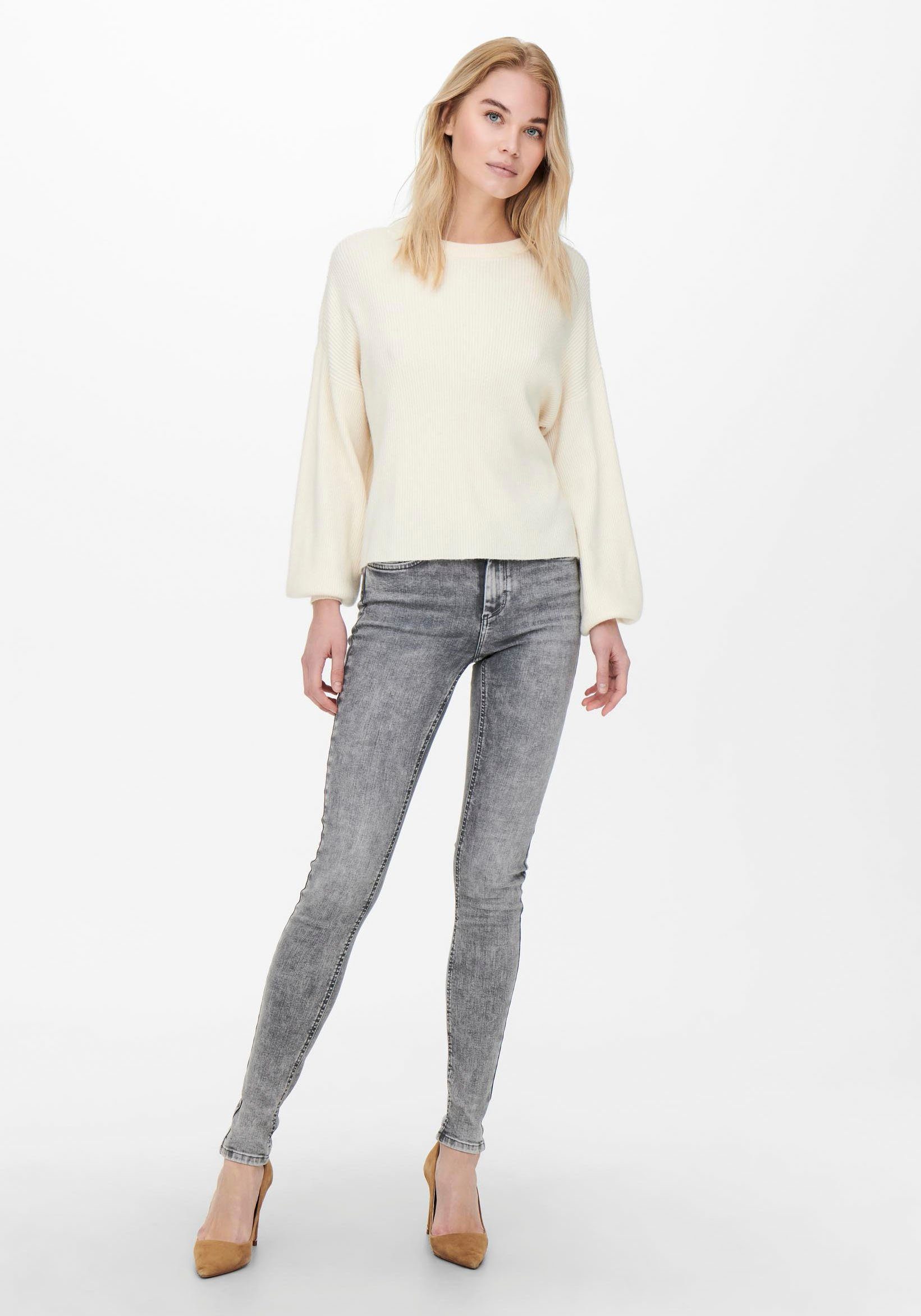 Only Damen Jeans ONLBLUSH MID SK TAI918 - Skinny Fit - Grau - Light Grey De günstig online kaufen