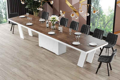 designimpex Esstisch Design Konferenztisch Tisch HEG-111 Hochglanz XXL ausziehbar 160-412cm
