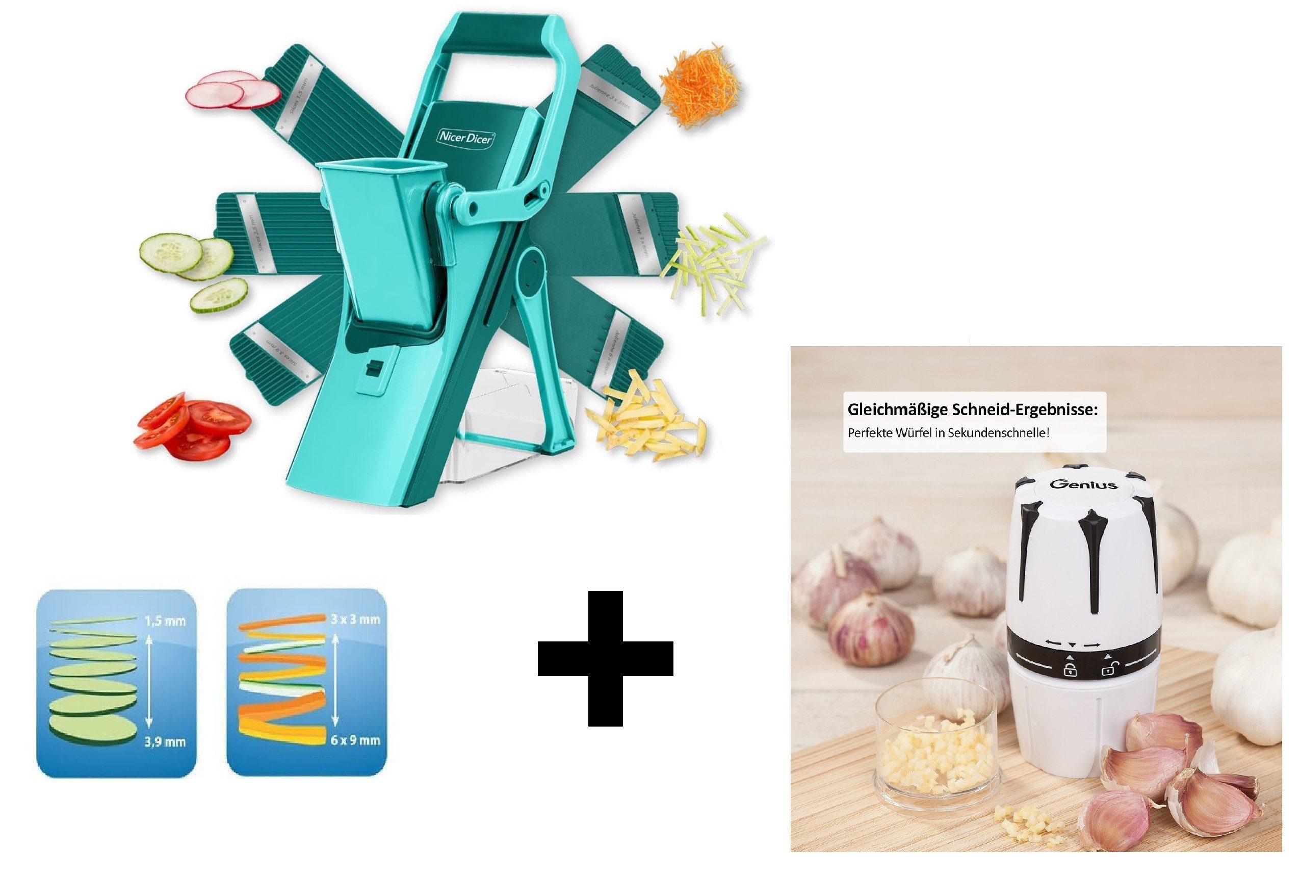 Genius Gemüsehobel Genius Gemüseschneider Nicer Dicer Mando 13tlg. 6678 + G10, Kunststoff, Edelstahl