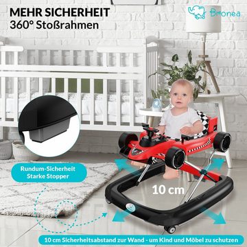 Bronea Lauflernhilfe 4-in-1 Baby Gehfrei ab 6 Monate Lauflernwagen Auto mit Lenkrad & Musik