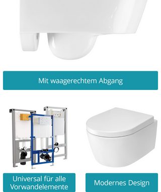 Calmwaters Tiefspül-WC, Wandhängend, Abgang Waagerecht, Wand WC, spülrandlos, Absenkautomatik, 08AB6161