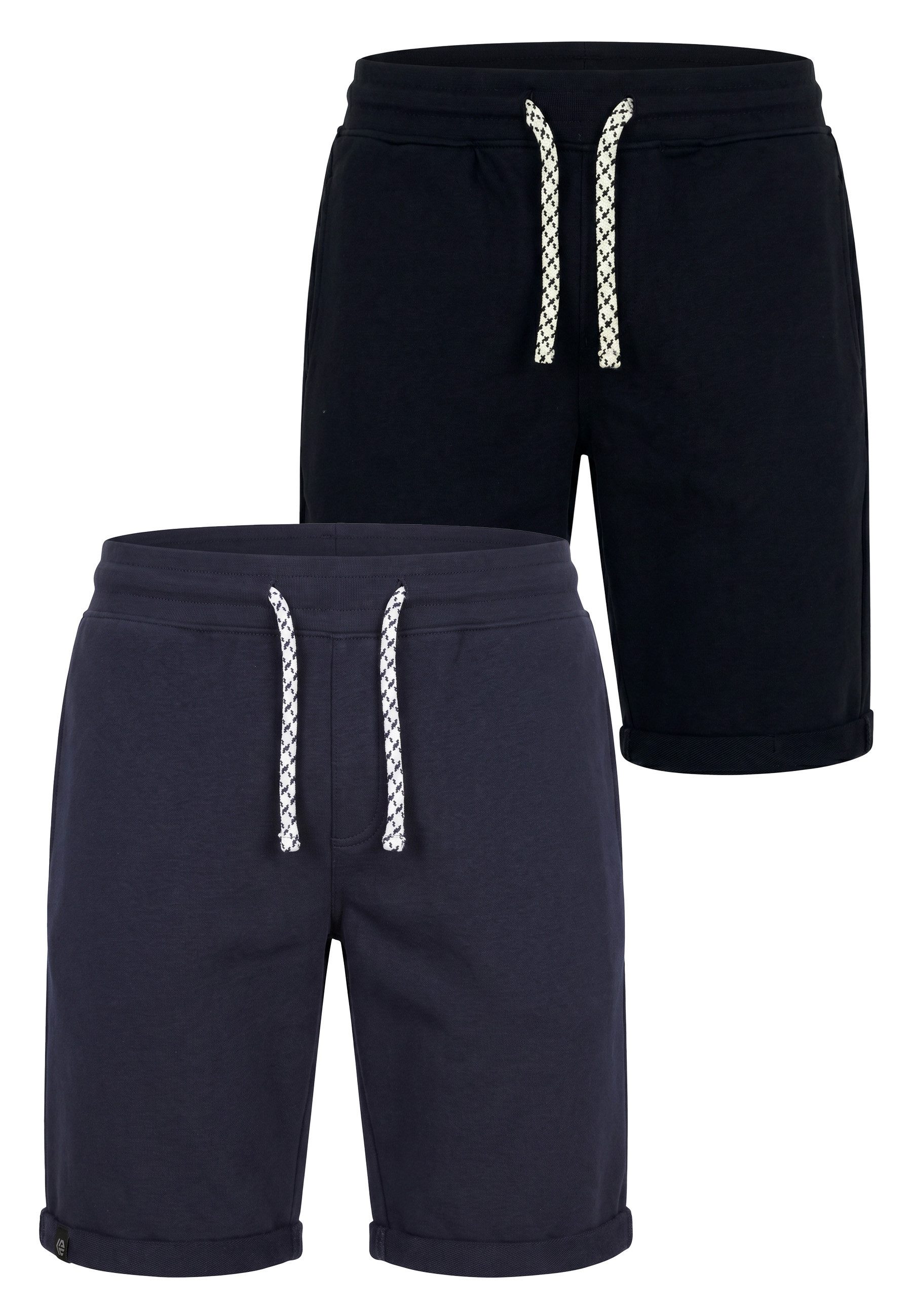 INDICODE Sweatshorts Herren 2-Pack Eddy Sweat Shorts Herrenshorts elastischer Bund mit Kordelzug