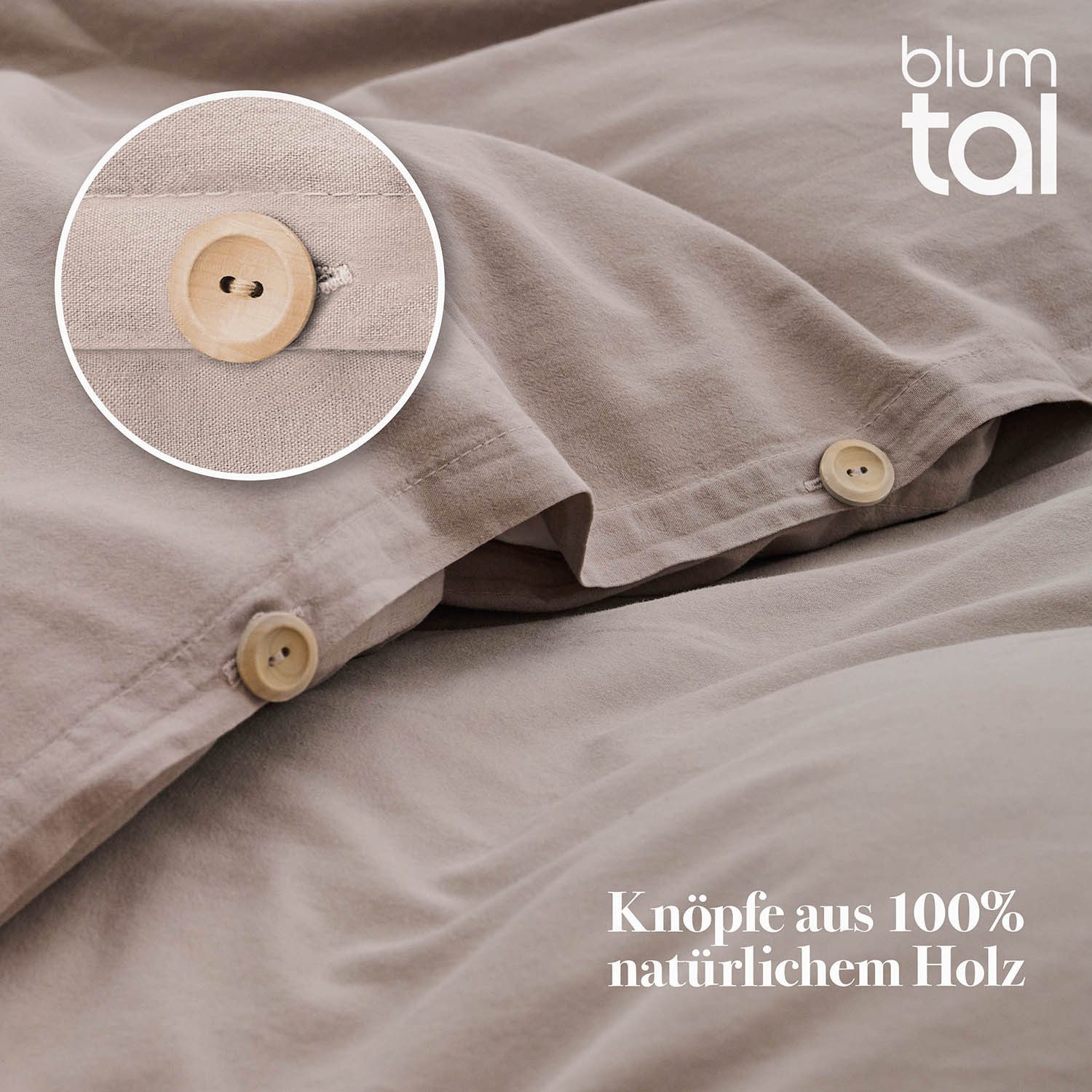 Blumtal Bettwäsche Bettwäsche aus 100% Baumwolle mit Kissenbezug, Oeko-TEX zertifizierte Bettwäsche in Leinen Optik
