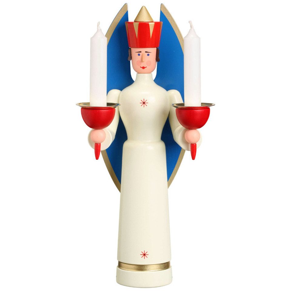 Seiffener Volkskunst Weihnachtsfigur Lichterfigur Engel farbig (1 St), Handarbeit aus dem Erzgebirge