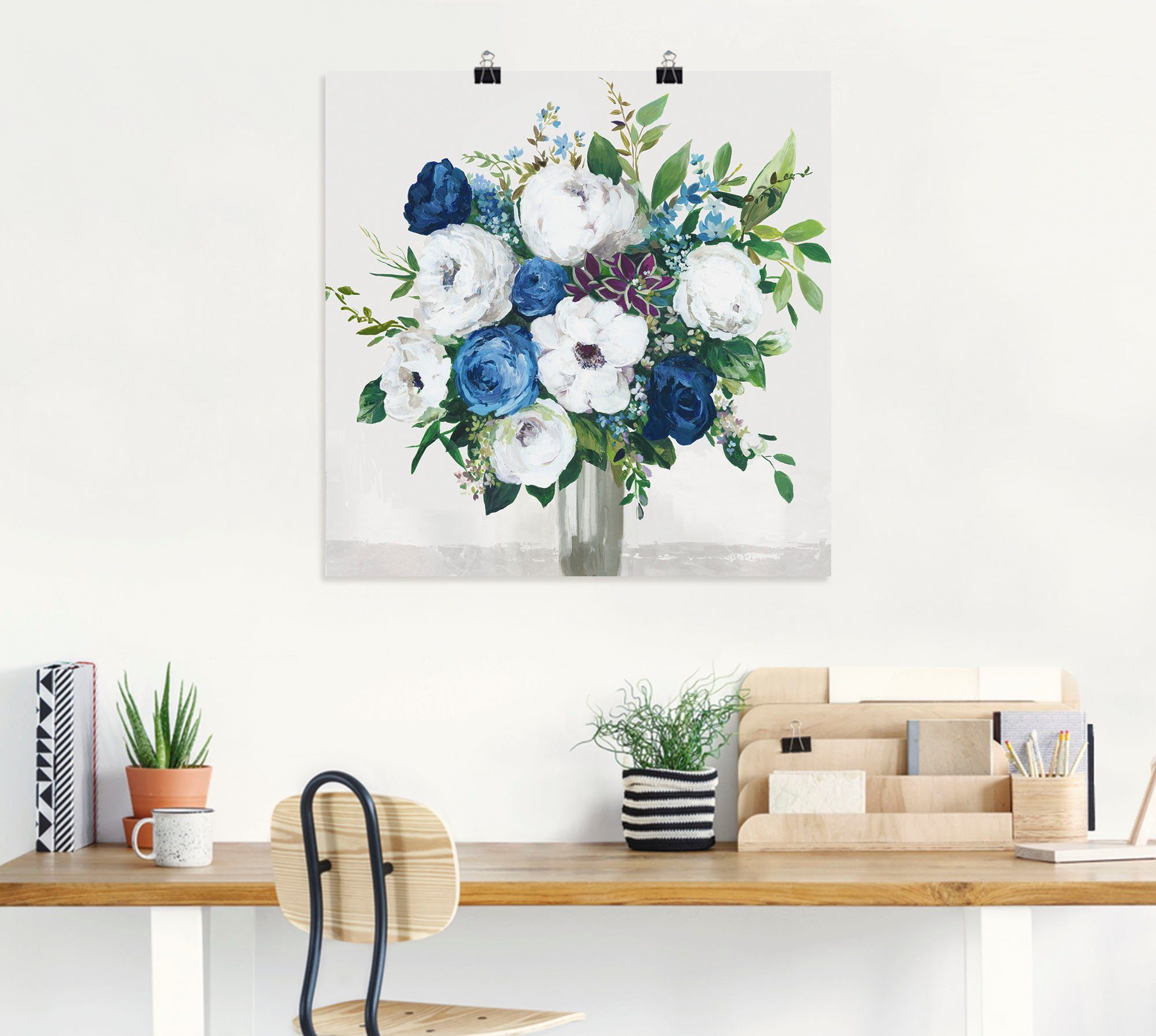 Artland Poster Weiß-Blaue Symphonie, Blumenbilder (1 St), ohne Rahmen