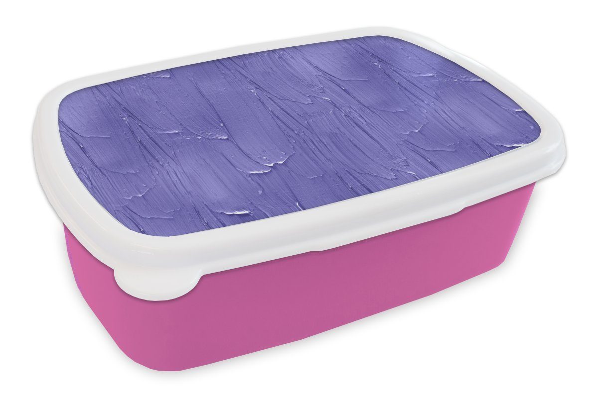 für MuchoWow Muster Kunststoff, Brotdose Mädchen, Farbe - rosa Kinder, (2-tlg), Kunststoff Erwachsene, - Lila, Lunchbox Brotbox Snackbox,