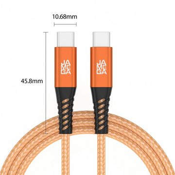 JAMEGA USB-C zu USB-C Kabel 480mbps 60W mit Metall Stecker Robustes Kabel in USB-Kabel, USB Typ C, (200 cm)