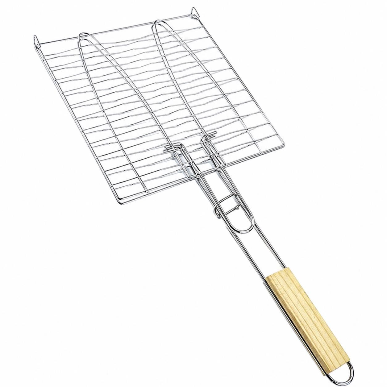 BAYLI Grillspieß Fischbräter 2er Set mit Holzgriff 23,5 x 23,5 cm – Fischkorb Grillkorb – Bild 5 von 5