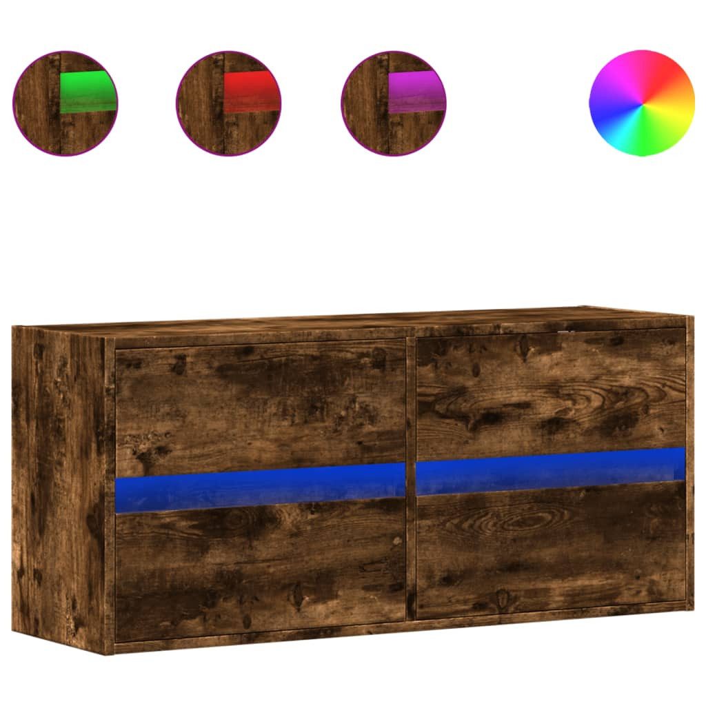 vidaXL Schrankmodule TV-Wandschrank mit LED-Beleuchtung Räuchereiche günstig online kaufen