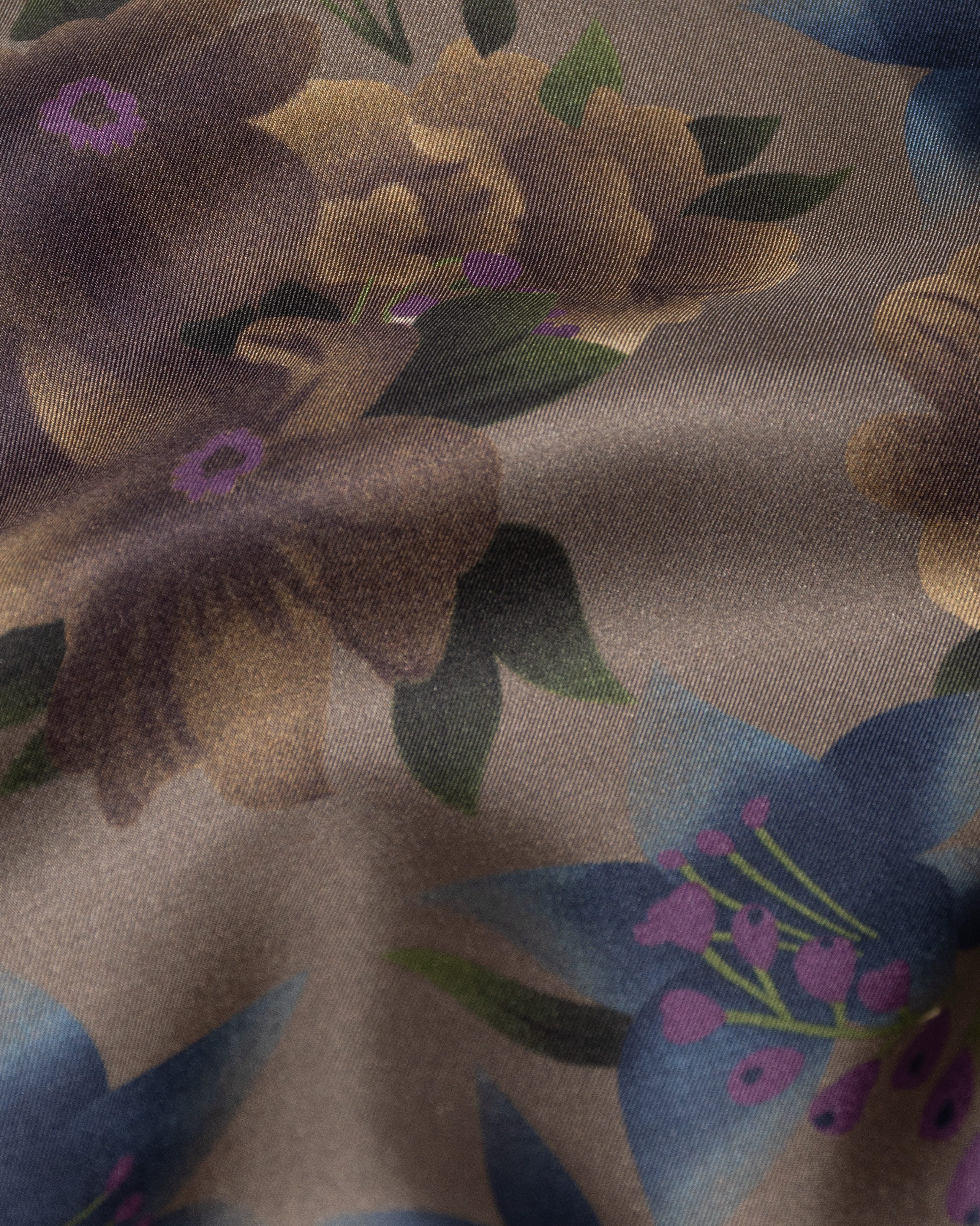 MayTree Seidentuch handrolliert Twill-Seide, 53x53 geheimer Garten, dunkles Taupe, (Stück), 100% Seide, für Herren und Damen