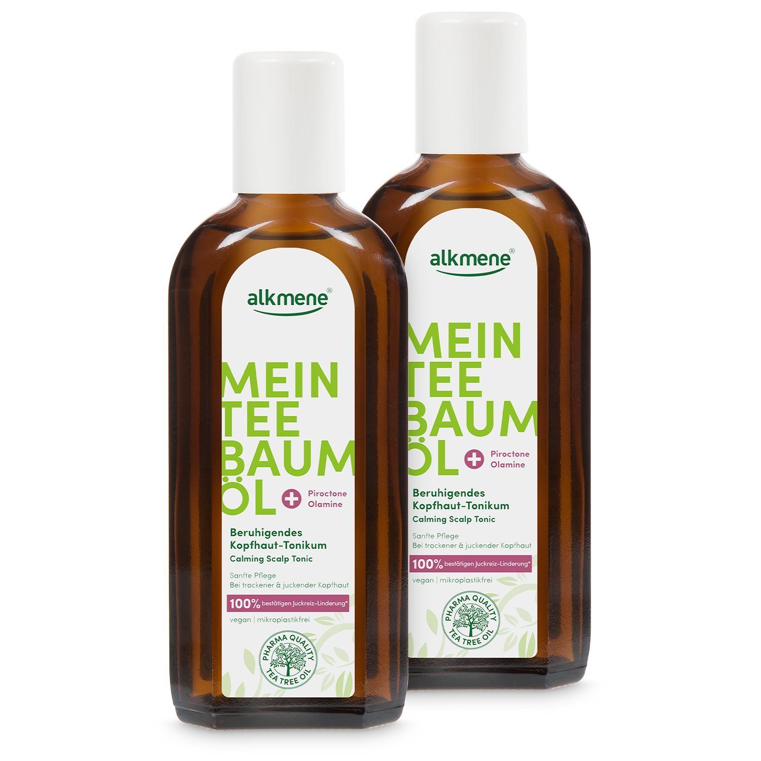alkmene Haartonikum 2x Teebaumöl Kopfhaut Tonikum Juckreiz Linderung 100% bestätigt vegan, 2-tlg.