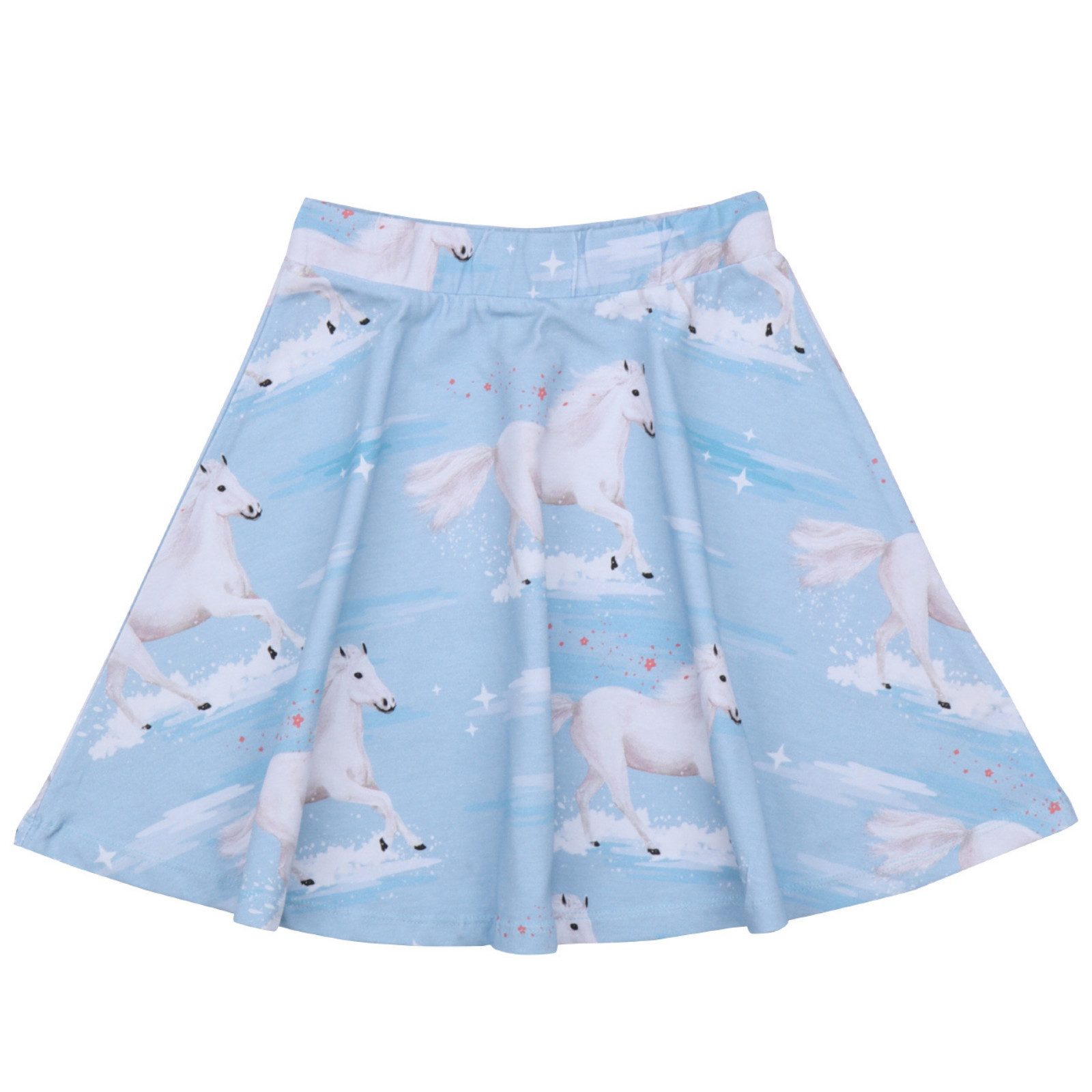 A-Linien-Rock Walkiddy Rock mit Pferdeprint hellblau 98