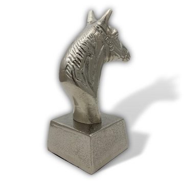 Aubaho Dekofigur Skulptur Pferd 19cm Büste Pferdekopf Statue Figur Aluminium Antik-Stil