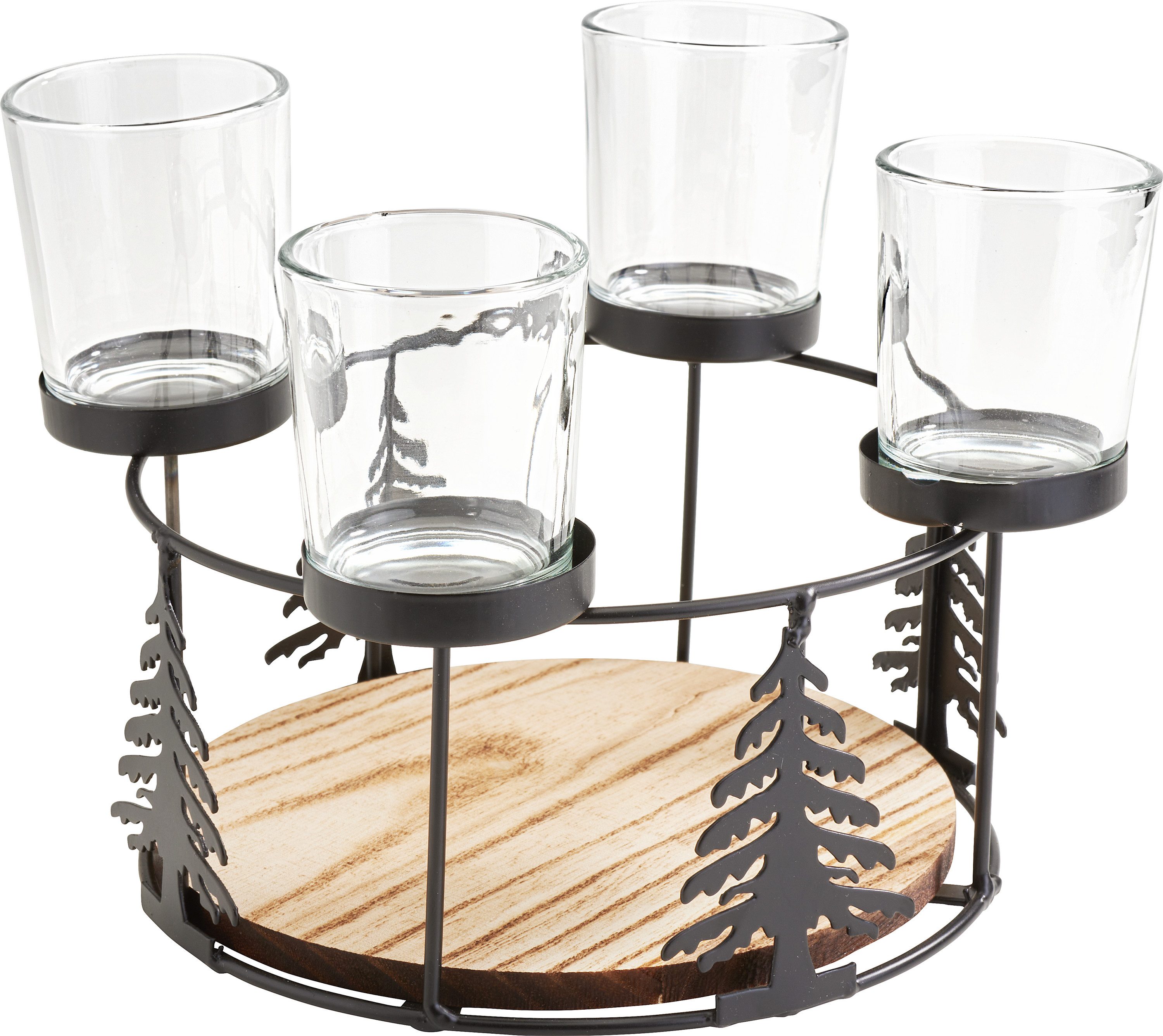 VBS Bastelkranz Holz-Metall-Adventskranz, 17 x 9.5 cm