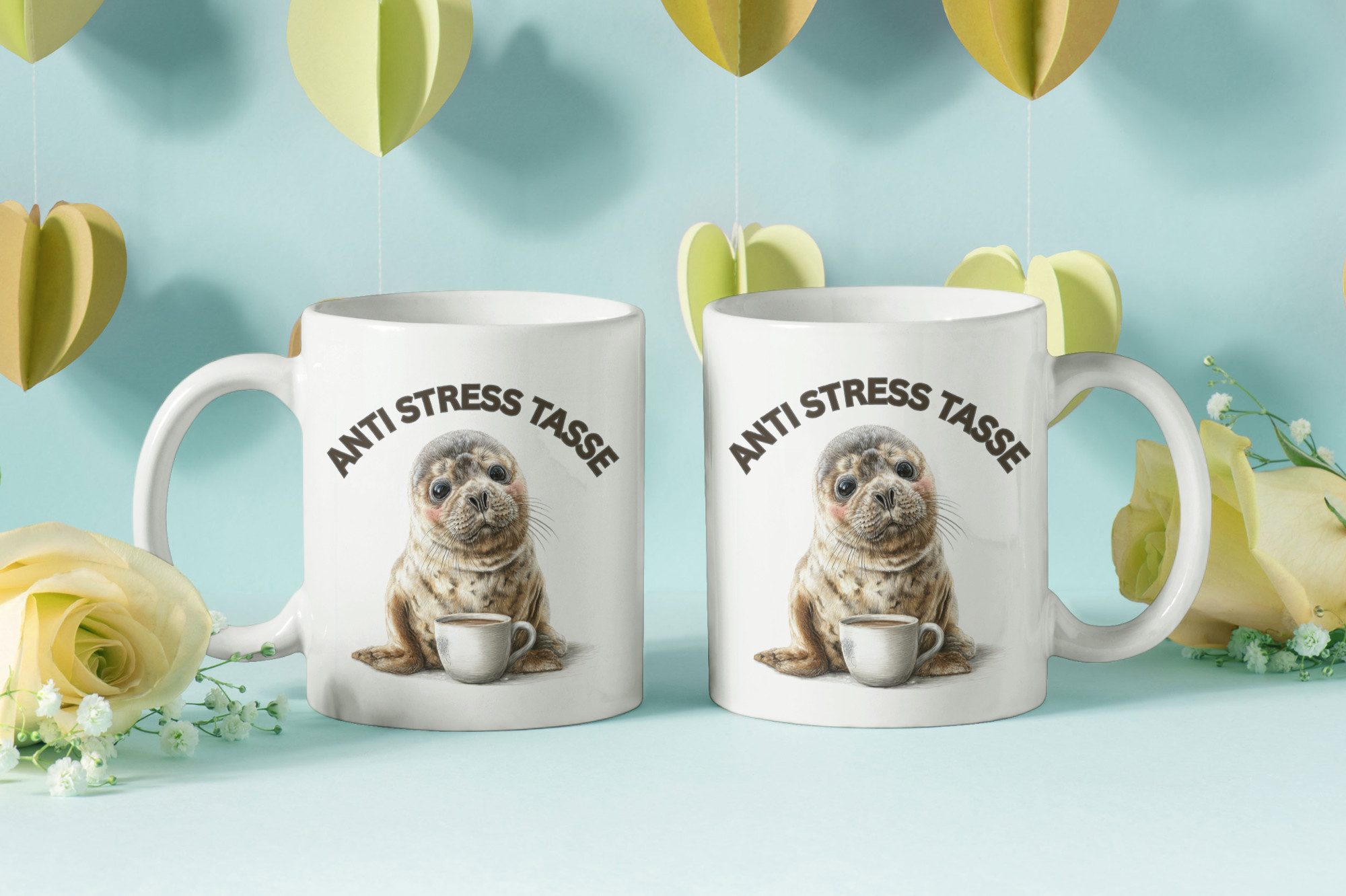 WS-Trend Tasse Anti Stress Robbe Kaffeetasse Teetasse Tasse Geschenkidee 325 ml, Keramik
