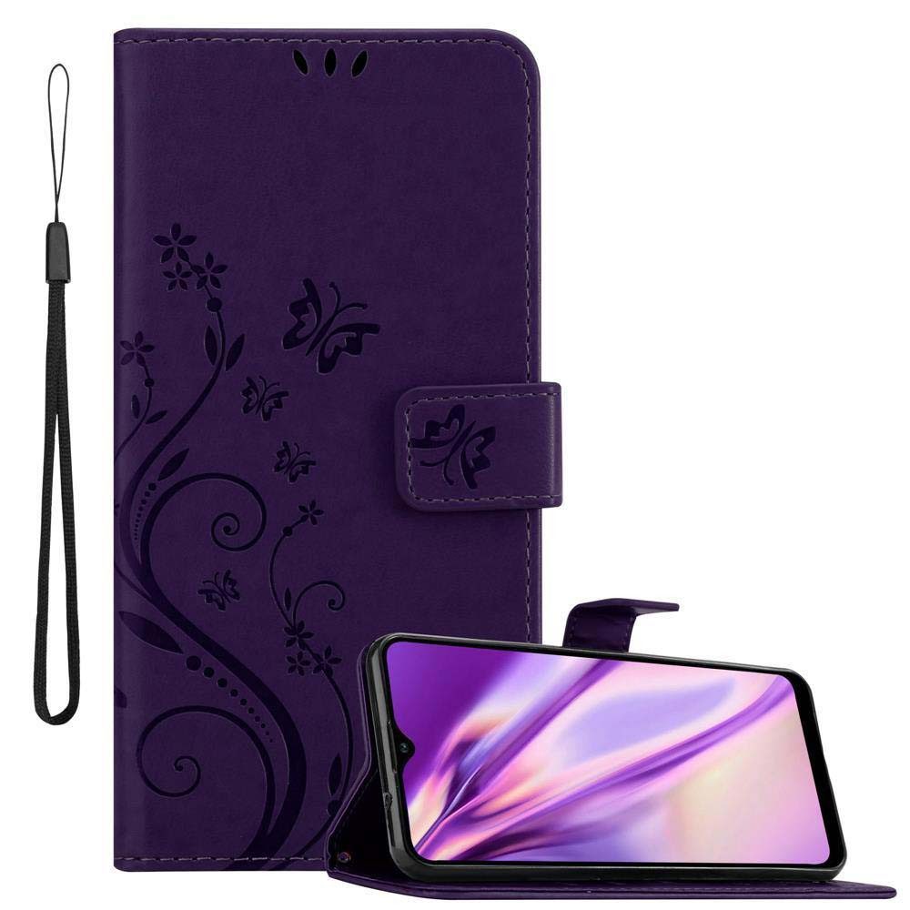 Cadorabo Handyhülle für Samsung Galaxy A20s Hülle Samsung Galaxy A20s, Hülle Schutzhülle Blumen Flower mit Standfunktion Kartenfach Magnet