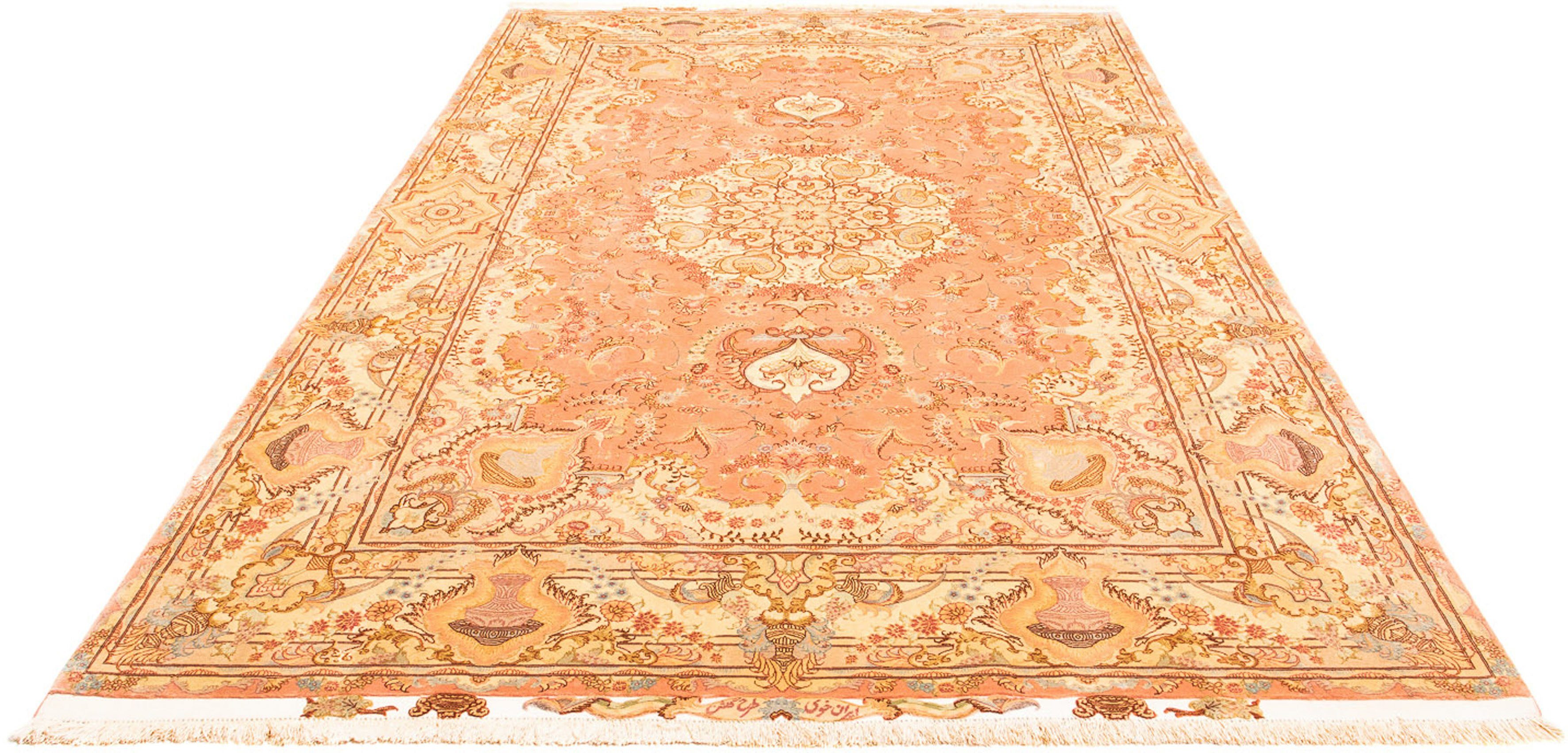 Orientteppich Perser - Täbriz - Royal - 310 x 202 cm - beige, morgenland, rechteckig, Höhe: 7 mm, Wohnzimmer, Handgeknüpft, Einzelstück mit Zertifikat