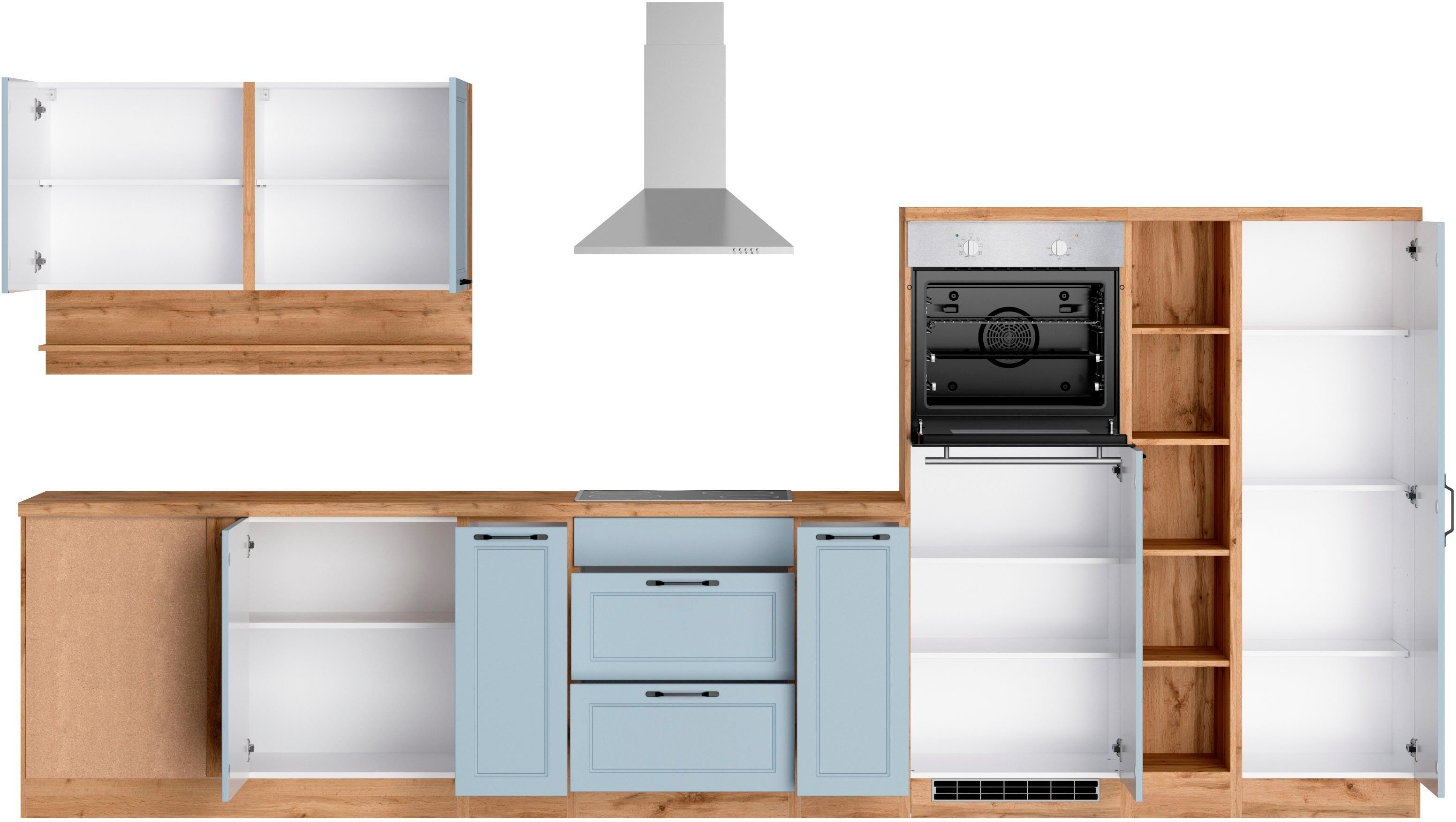 KOCHSTATION Winkelküche KS-Lana, Stellbreite 240/380 cm, wahlweise mit E-Geräten